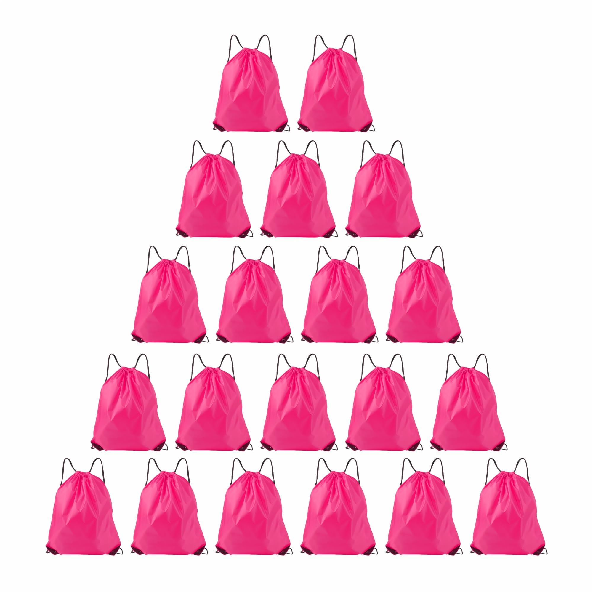 20 Pack Bulk Drawstring Backpacks - Lightweight Cinch Bags for Outdoor Sports, Gym, Travel & Storage - Perfect Gift Bags for Parties & Events - Fuchsia Color