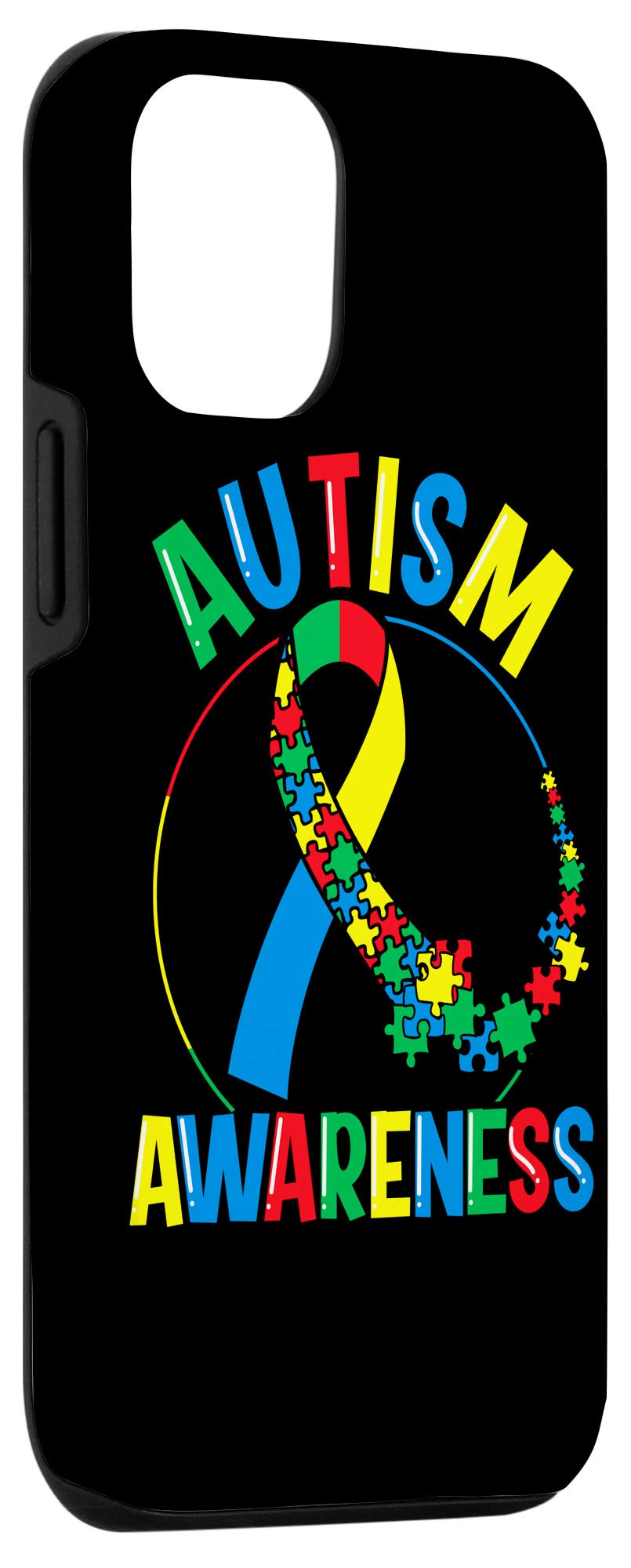 iPhone 12/12 Pro Colorful Puzzle Ribbon Case - Autism Awareness Protective Cover - Perfect for Daily Use, School & Charity Events