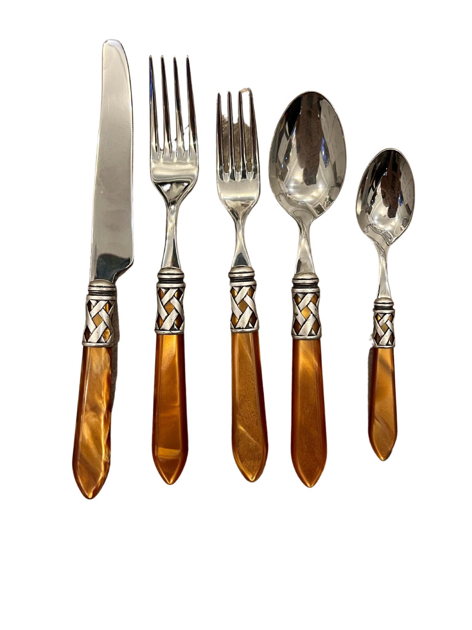 Aladdin Antique Pearlized Brown 5-Piece Dinnerware Set - Elegant Tableware for Fine Dining, Wedding Registry & Special Occasions