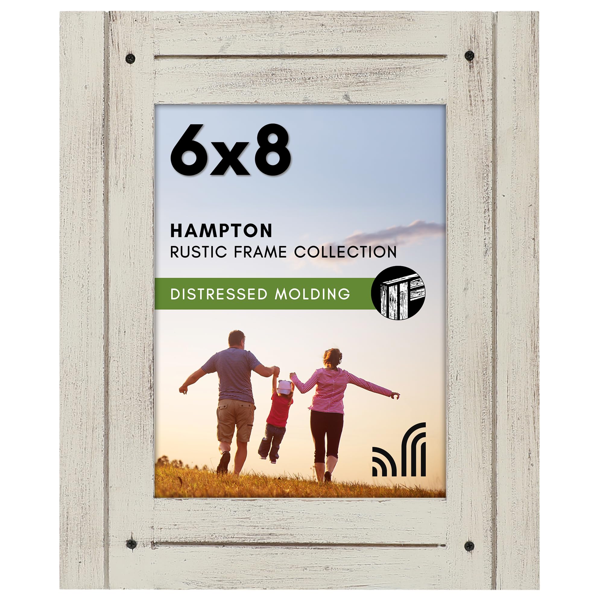 Americanflat 6x8 Picture Frame - Crystal Clear Glass, Distressed Wood - Wall & Tabletop Display for Home Decor