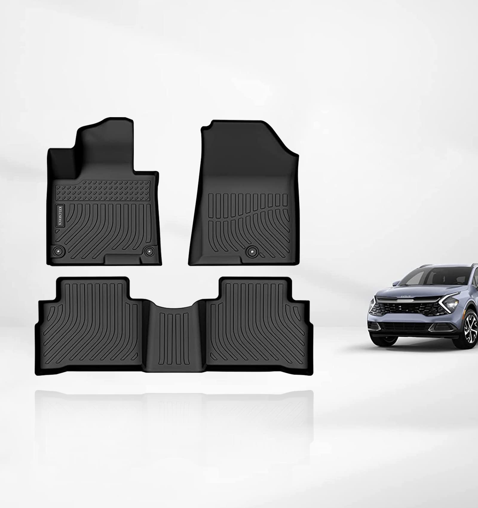 Custom Fit 2023 Kia Sportage All-Weather Floor Mats - Heavy Duty TPE Non-Slip Car Mats for Front & 2nd Row - Odorless Protection Liners (Black) - Perfect for Winter Snow, Mud & Everyday Use
