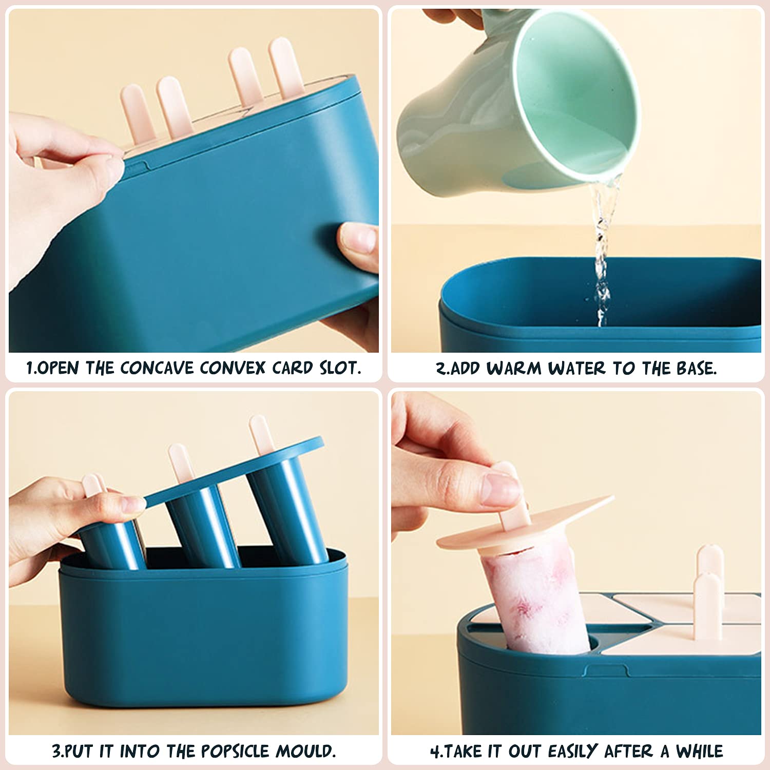 6-Piece Reusable BPA-Free Popsicle Molds for Kids - Blue Ice Pop & Ice Cream Makers | Perfect for Summer Treats, Birthday Parties & Healthy Snacks