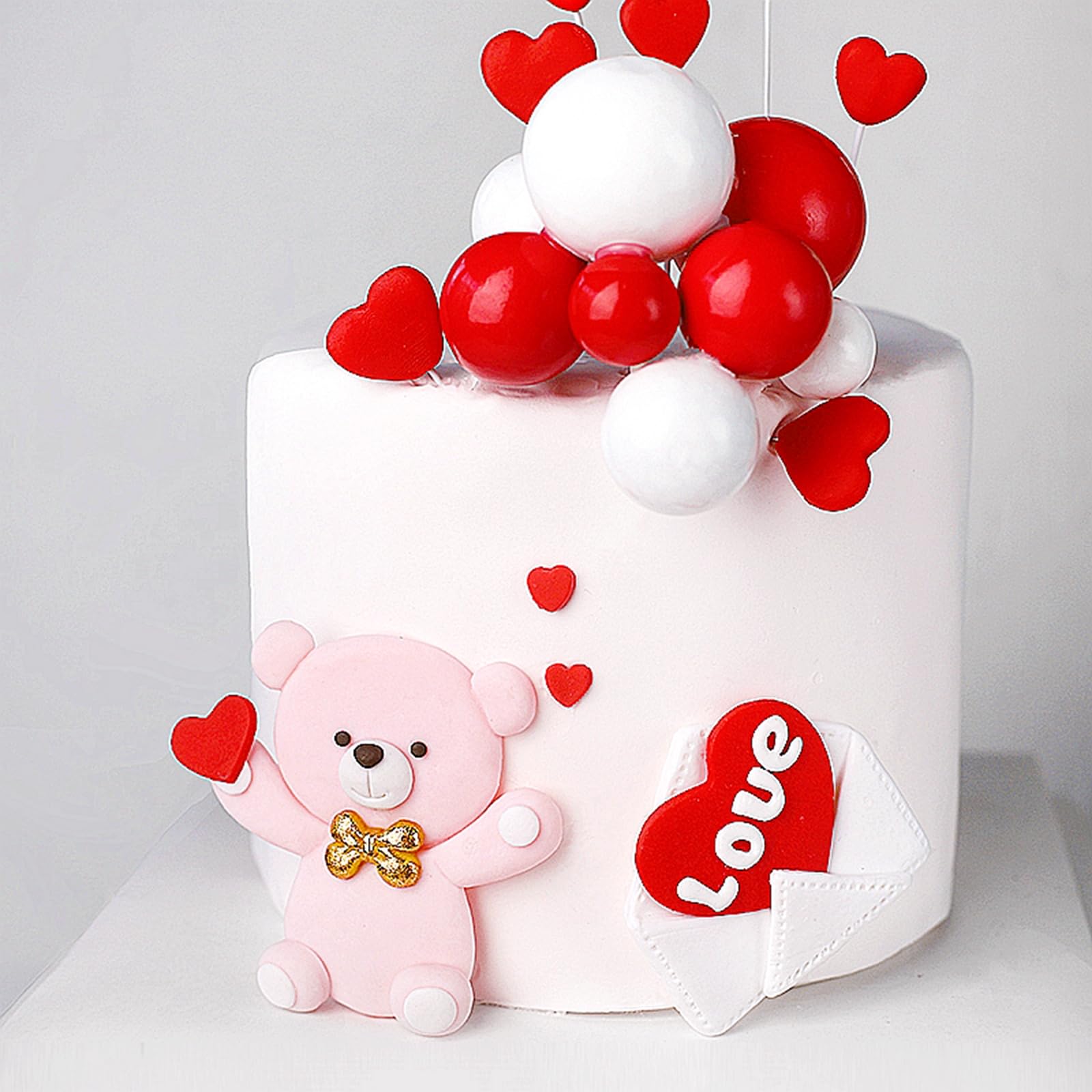 20 Pcs Mini Balloon Cake Toppers - Red Ball Cake Decorations with Sticks for Birthday, Christmas & Party Cakes - Perfect for Cupcakes, Wedding Cakes & Dessert Decorating
