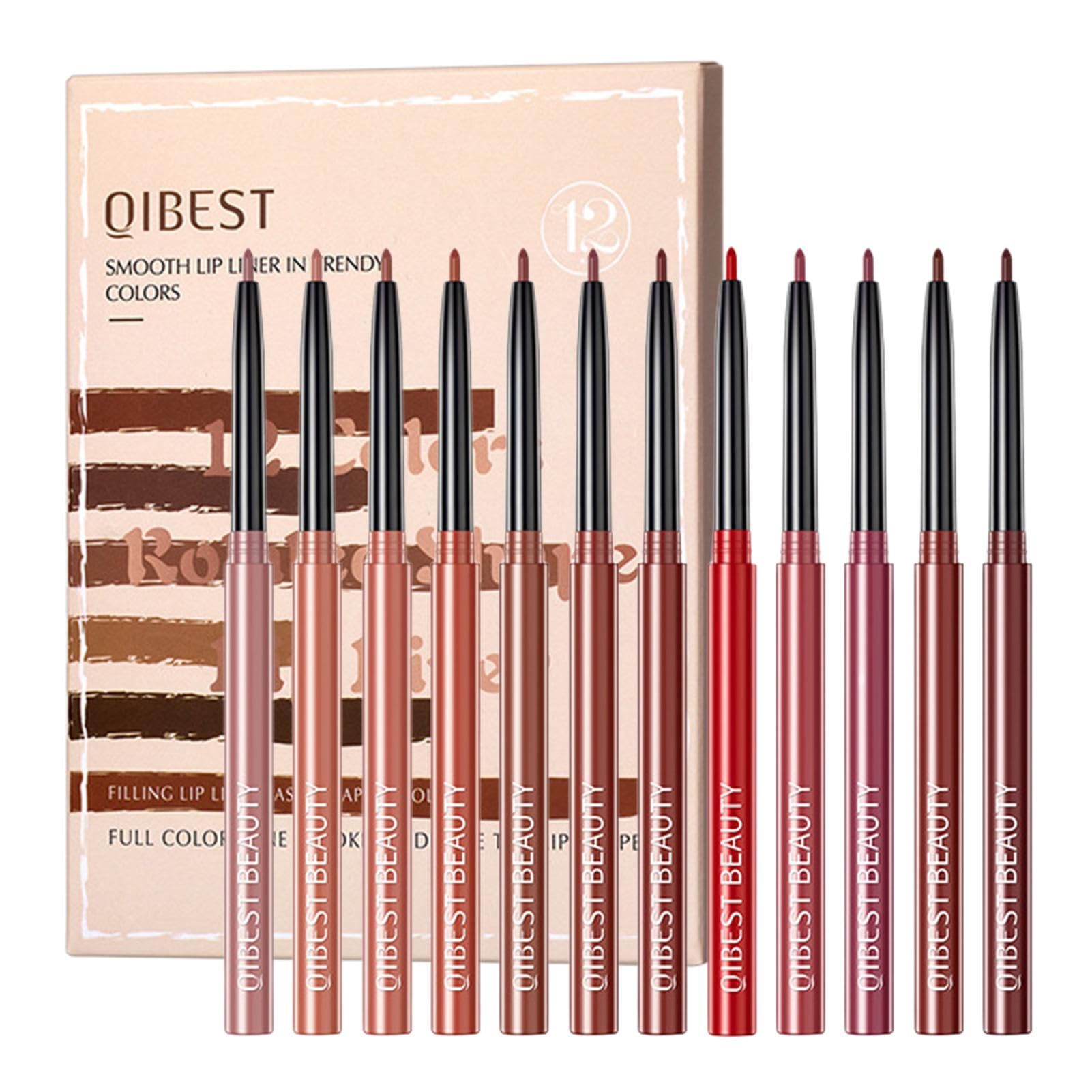 12-Piece Professional Matte Lip Pencils Set - Long Lasting Waterproof Lip Liner, Highly Pigmented Soft Lip Makeup for Natural Look | Perfect for Daily Wear, Parties & Special Occasions