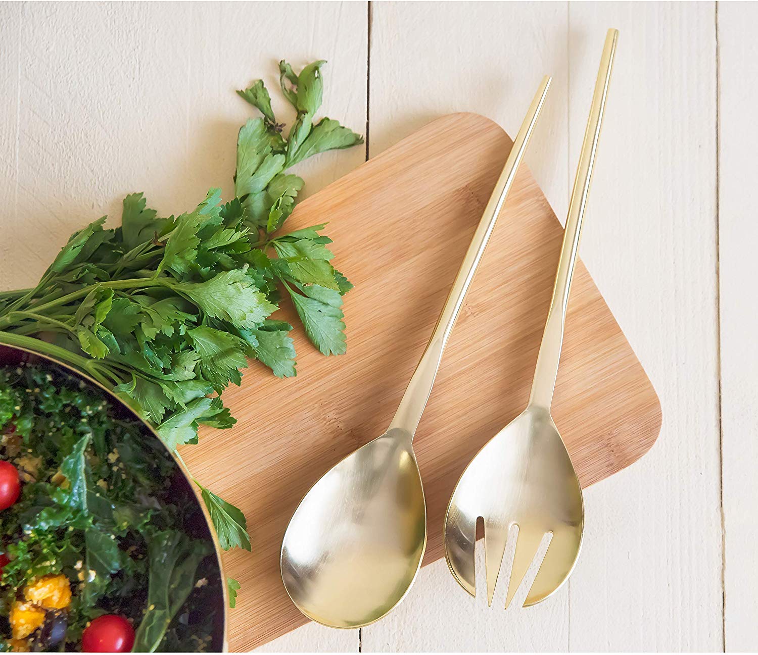 Premium Stainless Steel Salad Servers & Tongs - Modern Kitchen Serving Utensils Set with 20x26