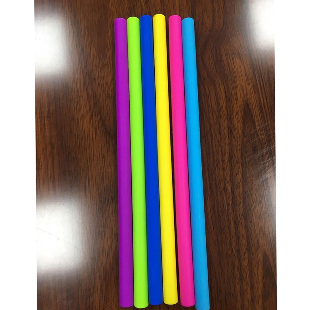 DOITOOL 6 Pack Reusable Silicone Drinking Straws - BPA Free Straight Straws for Smoothies, Iced Coffee & Cocktails at Home, Office or Parties