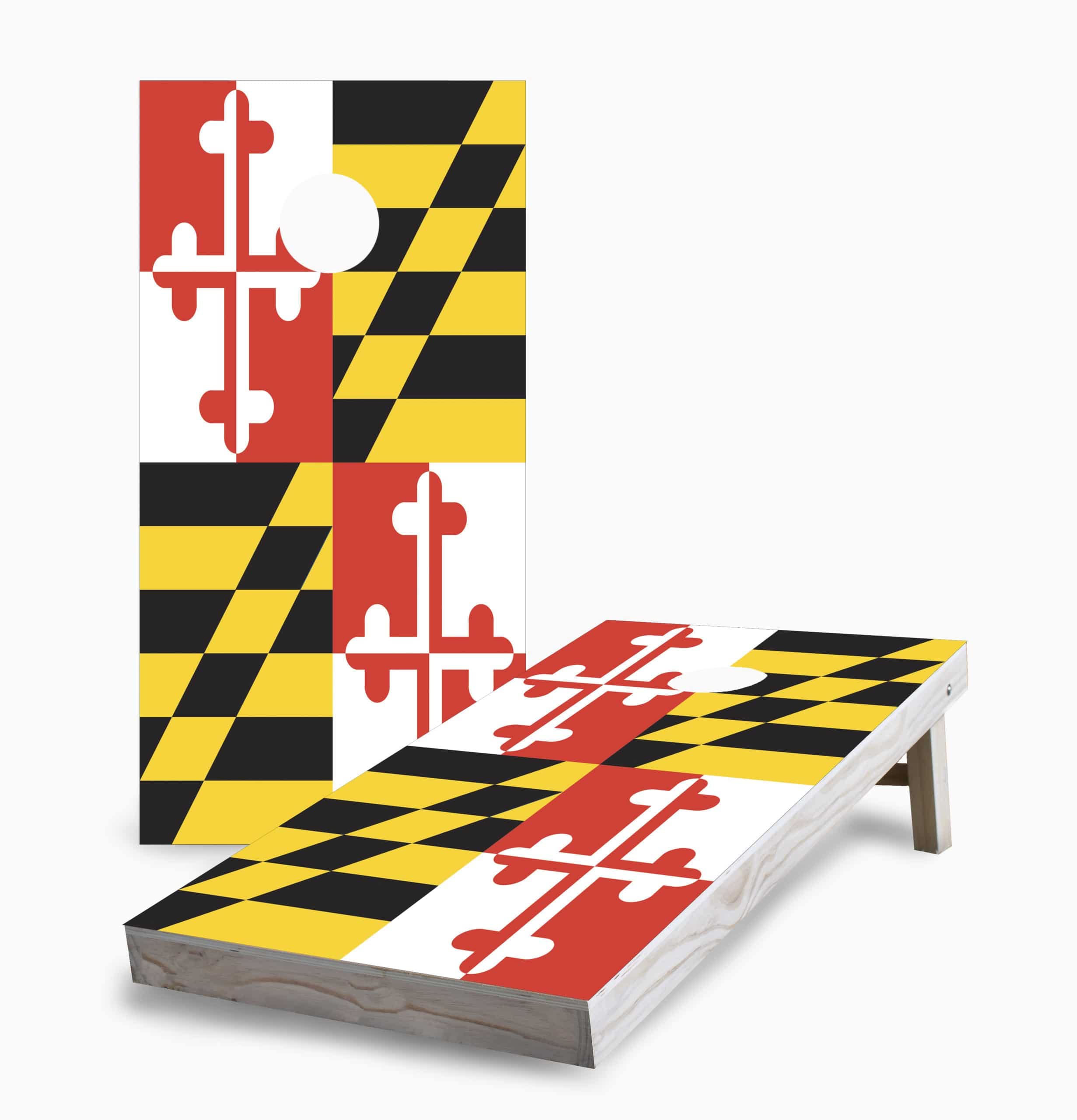 Skip's Garage Maryland Flag Cornhole Game Set - Vinyl Wraps or Complete Kit with 2 Boards & 8 Bags | Outdoor Lawn Games, Tailgating, Backyard Parties, BBQ Events