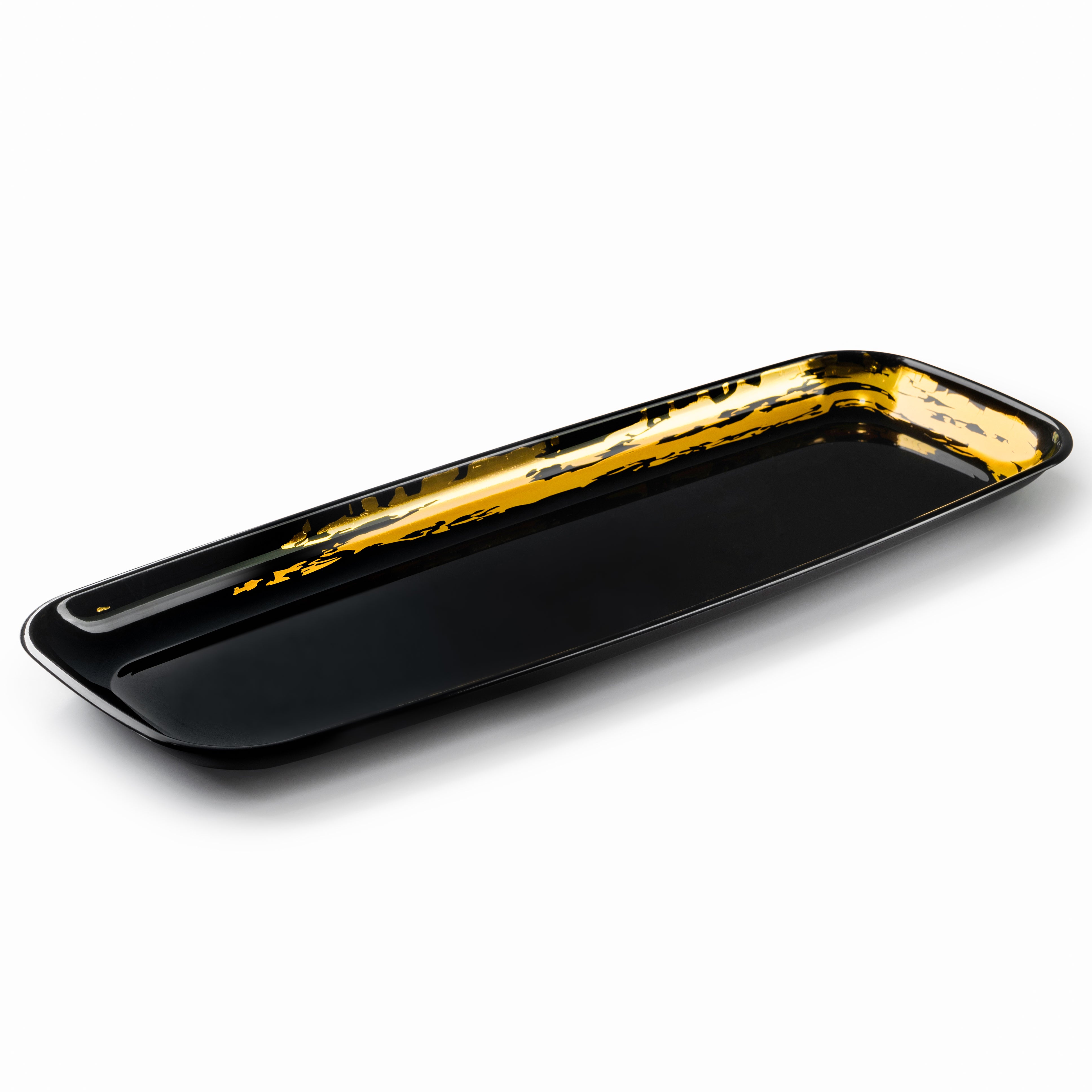 Elegant Black and Gold Oval Serving Platter Set of 2 - Perfect for Dinner Parties, Holiday Entertaining & Buffet Style Meals