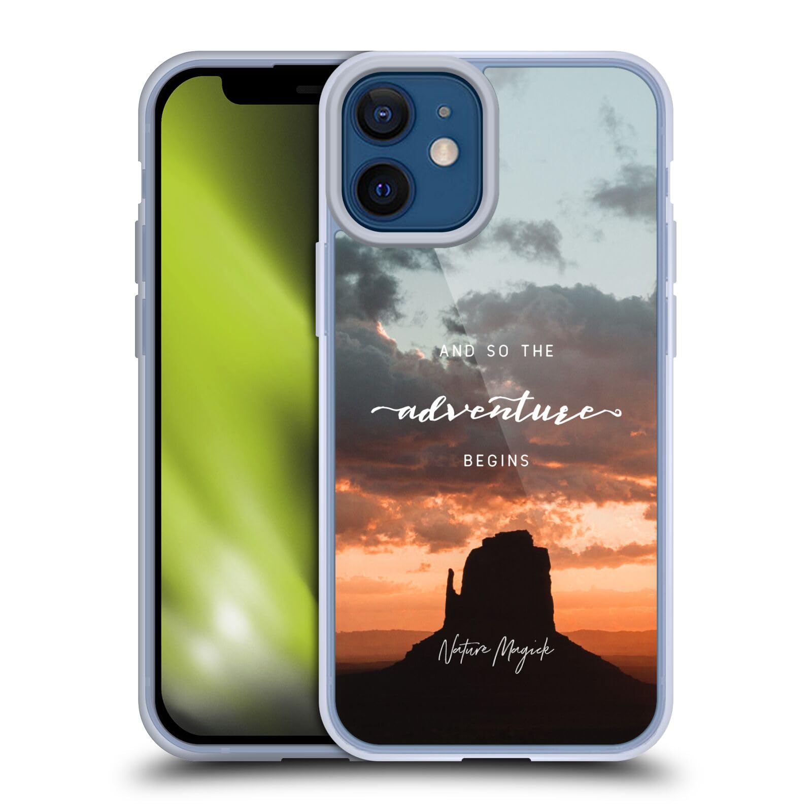 Head Case Designs 官方授权 Nature Magick Desert 冒险开始语录 柔软硅胶保护壳 适用于 Apple iPhone 12 Mini 日常防摔 时尚个性手机壳