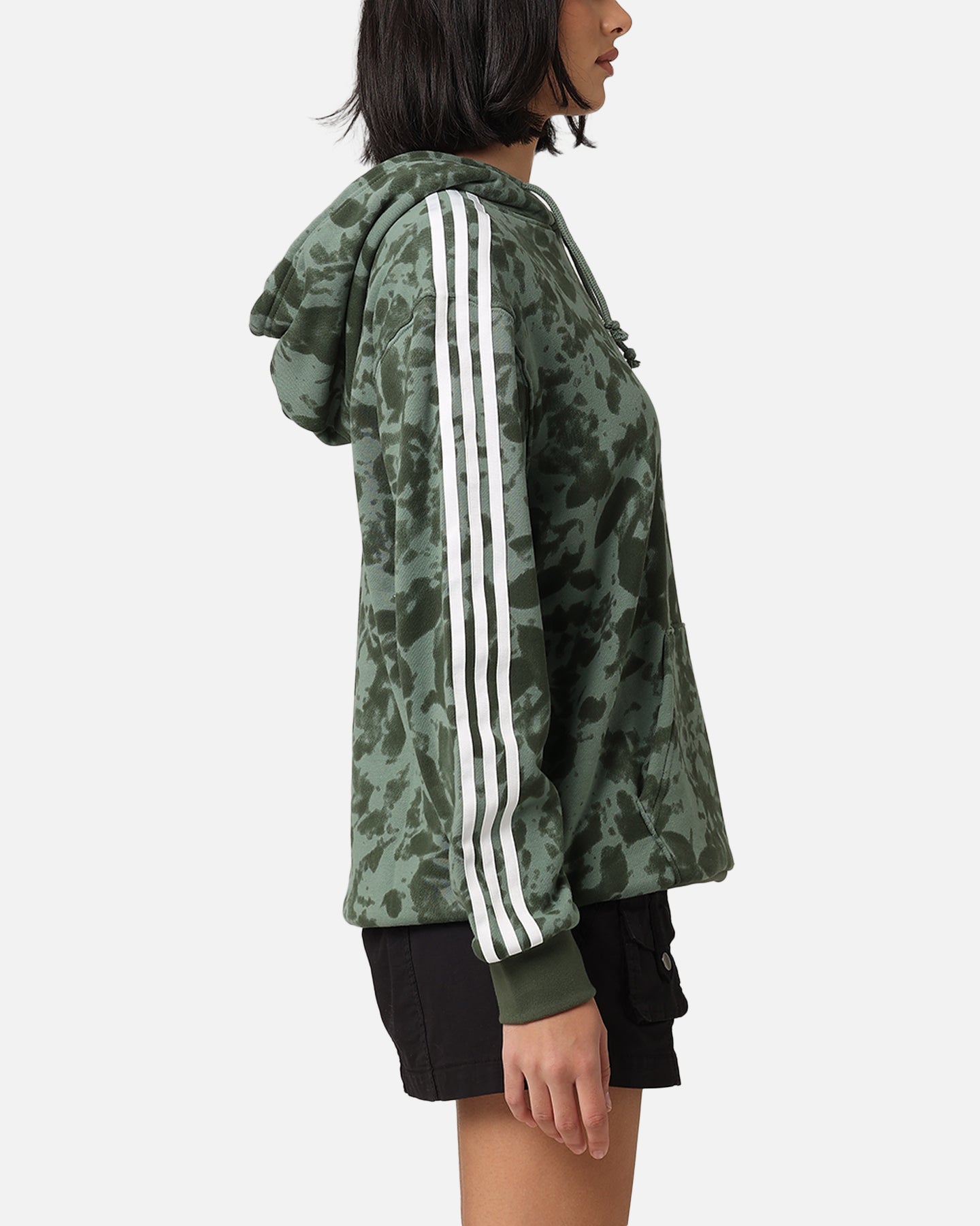 Adidas Women's AOP Hoodie Sweatshirt - Trace Green Color, Lightweight Fleece Pullover for Casual Wear, Gym & Outdoor Activities