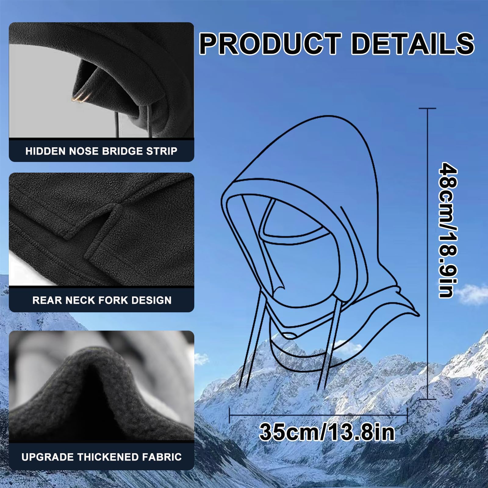 Balaclava Face Mask for Men & Women - Windproof Ski Mask for Winter, Cold Weather Cycling & Outdoor Activities - Neck Warmer for Running, Hiking & Snow Sports