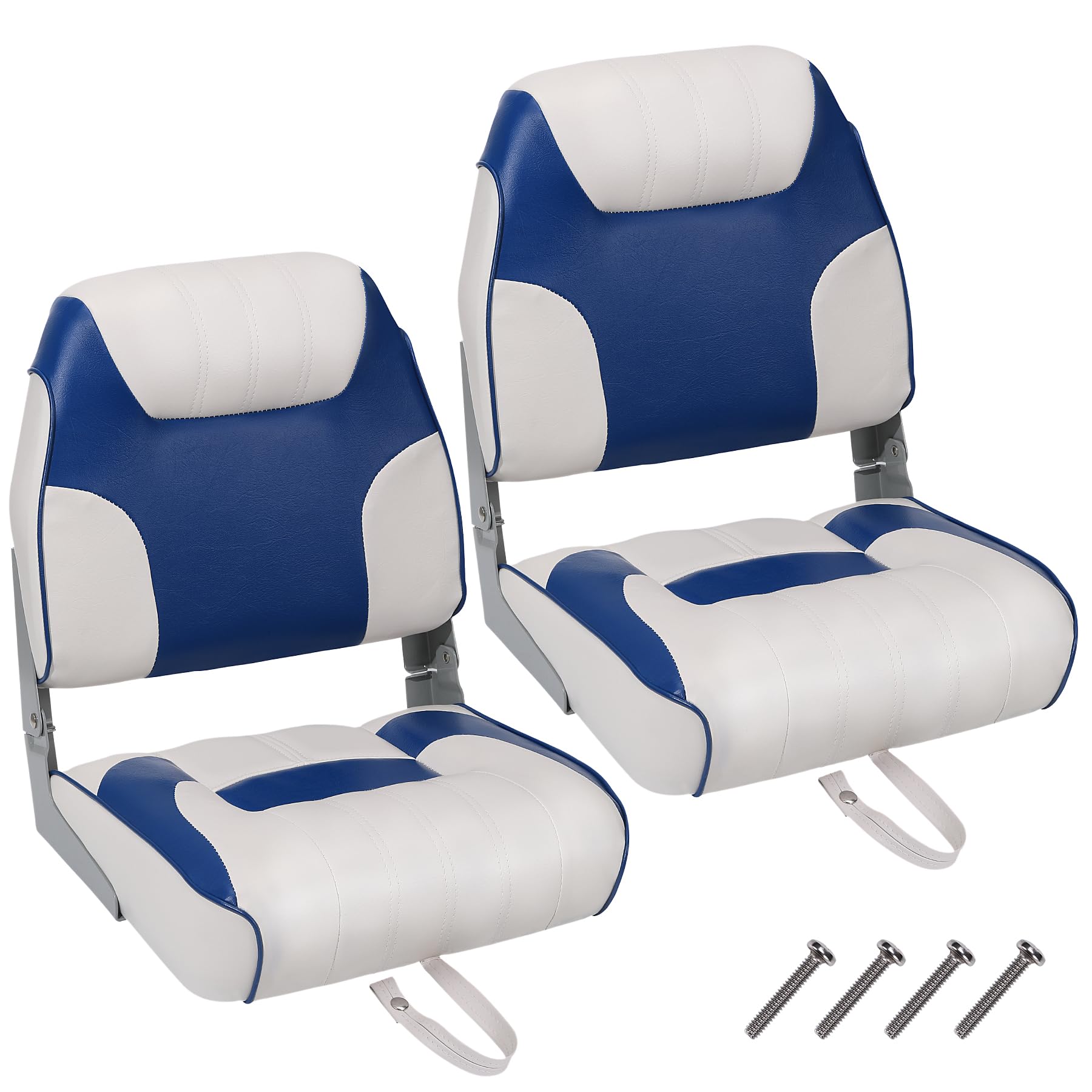 GAOMON 2 Pack Low Back Boat Seats with Stainless Screws - Fold-Down Fishing Chairs for Speedboats & Canoes