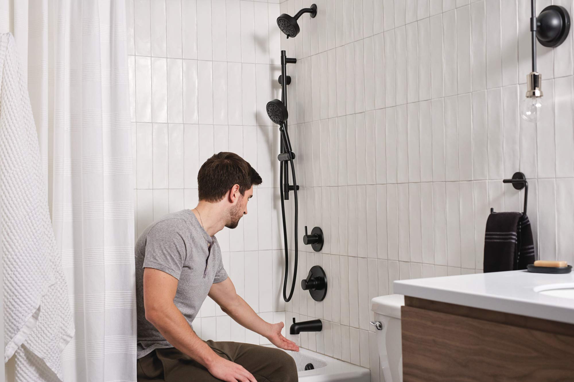 Peerless PTT188792-BL Matte Black Tub and Shower Trim Kit - Durable Bathroom Faucet Set for Modern Showers & Bathtubs | Perfect for Home Renovation & Bathroom Upgrades