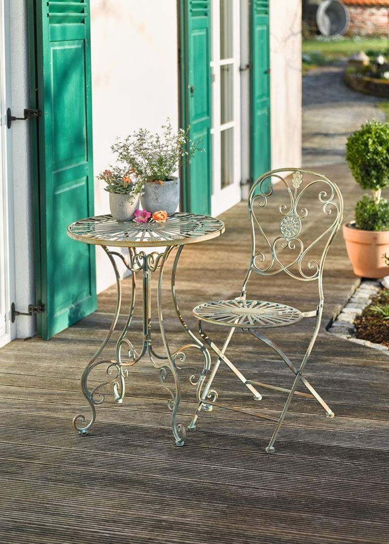 Westcharm Elegant Metal Bistro Table for Outdoor Patio - Curved Legs with Scrolling Heart & Peacock Tail Design - Perfect for Garden, Balcony, and Backyard Dining