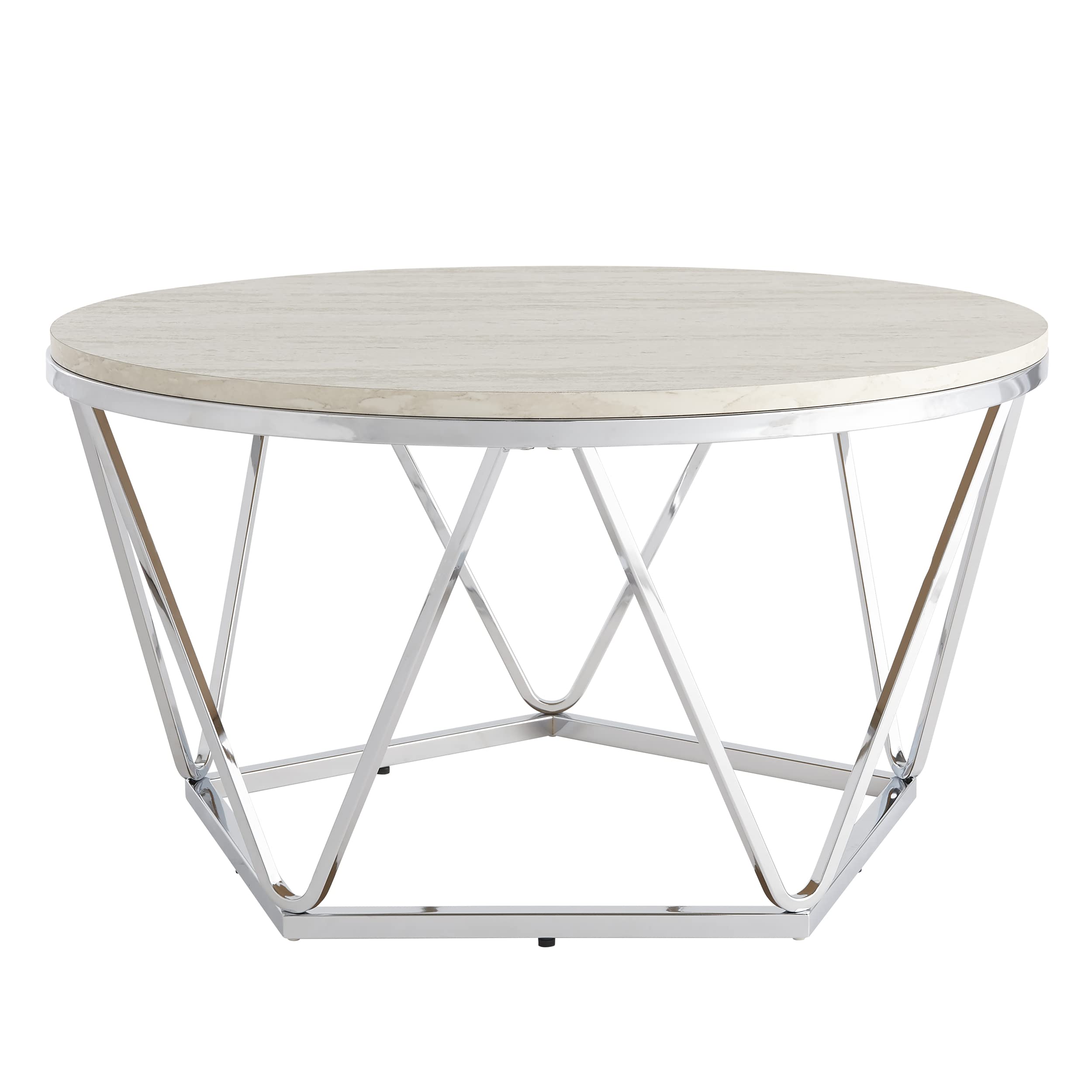 SEI Furniture Luna Cocktail Table - Silver Faux Travertine Coffee Table for Living Room, Patio & Lounge - Modern Side Table for Home Decor & Entertaining