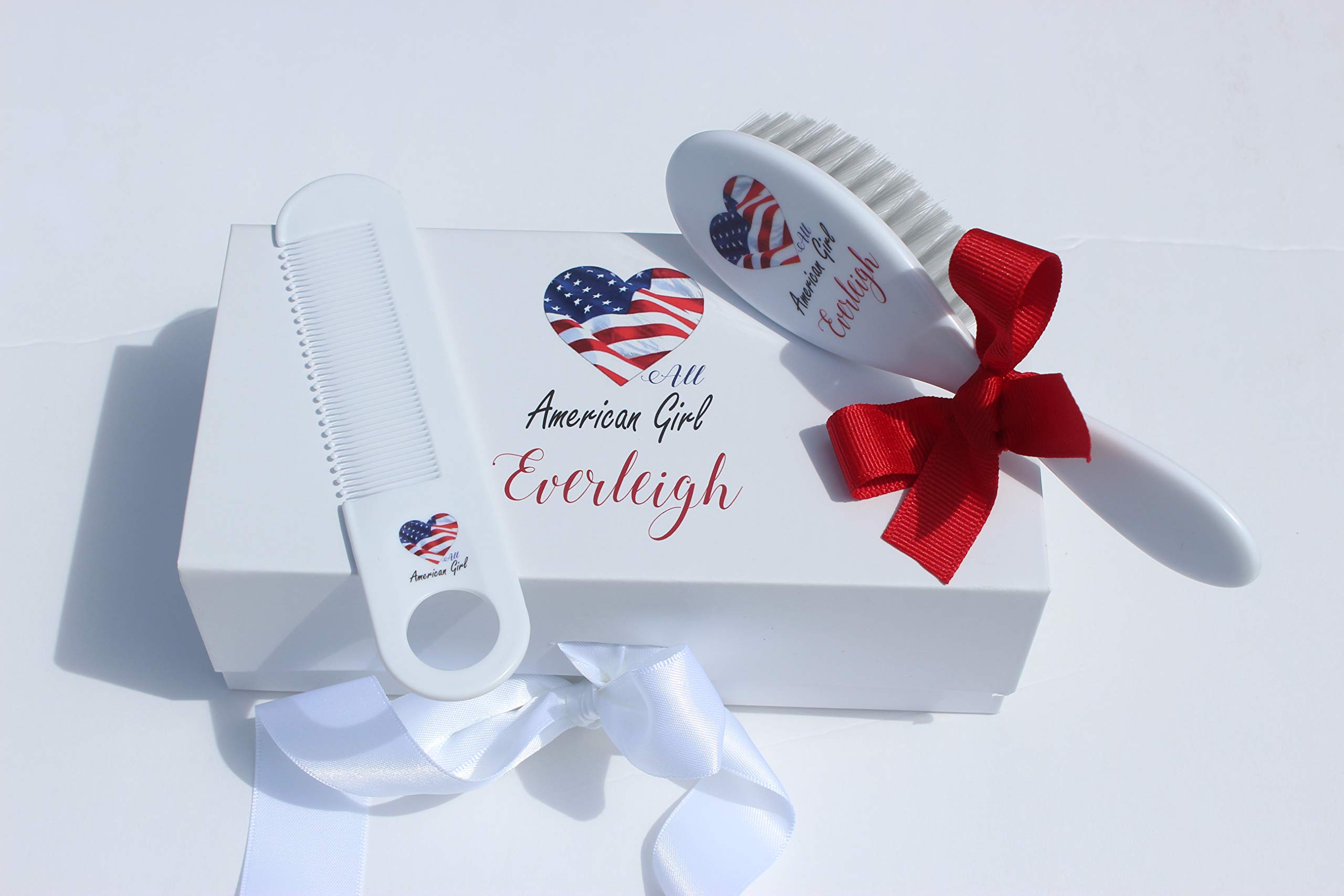 Personalized Baby Brush and Comb Set for Newborns 0-3 Years - American Patriotic Baby Gift for Girls & Boys - Perfect for First Haircuts, Baby Showers, and Christening Gifts