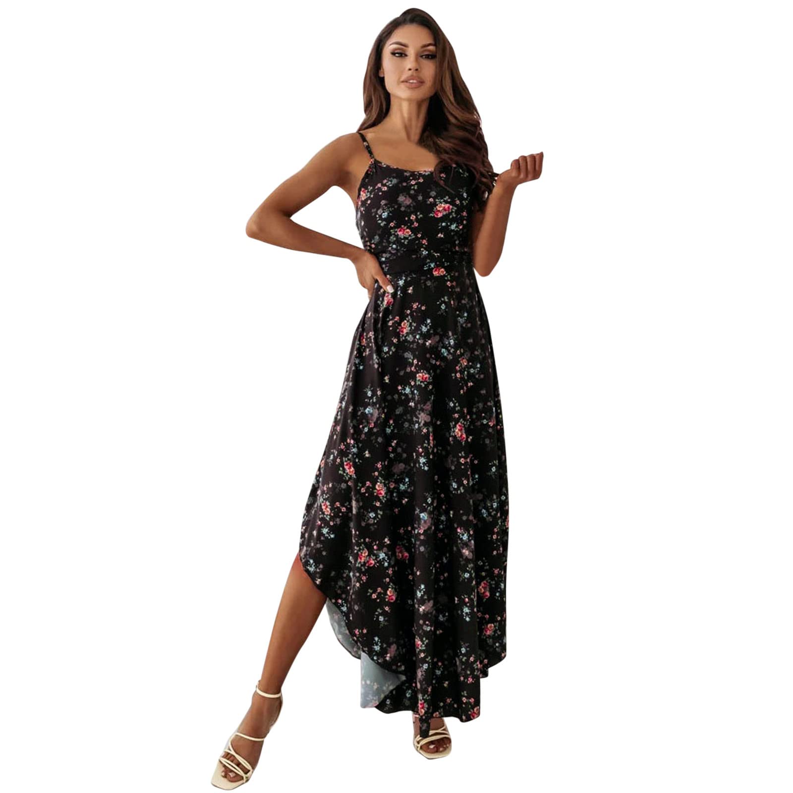 Women's Long Sleeve Summer Dresses - Asymmetrical Casual Print Beach Dress for Holiday & Vacation | Perfect for Beach Outings, Pool Parties, and Summer Travel