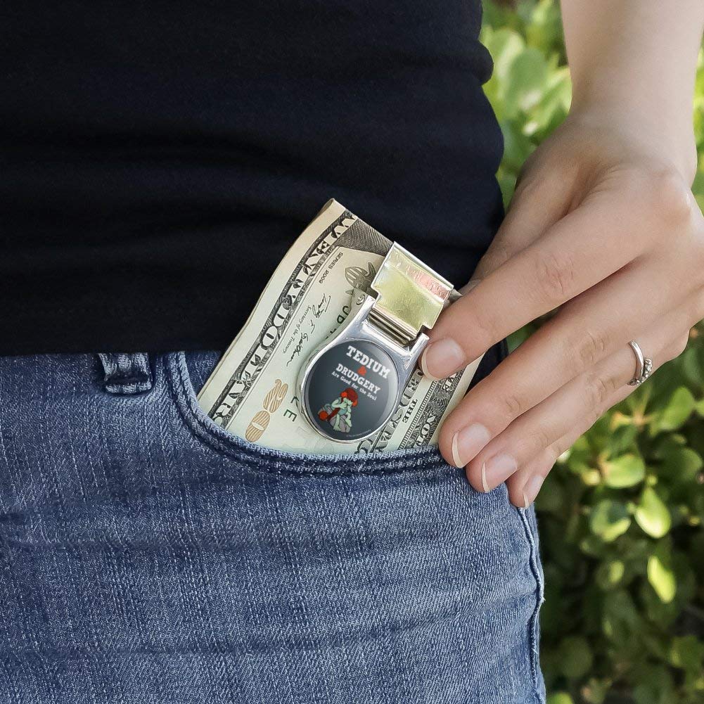 Tedium and Drudgery are Good for the Soul Boober Fraggle Rock Satin Chrome Plated Metal Money Clip - Premium Gift for Men, Wallet Alternative, Cash Organizer for Everyday Carry & Special Occasions