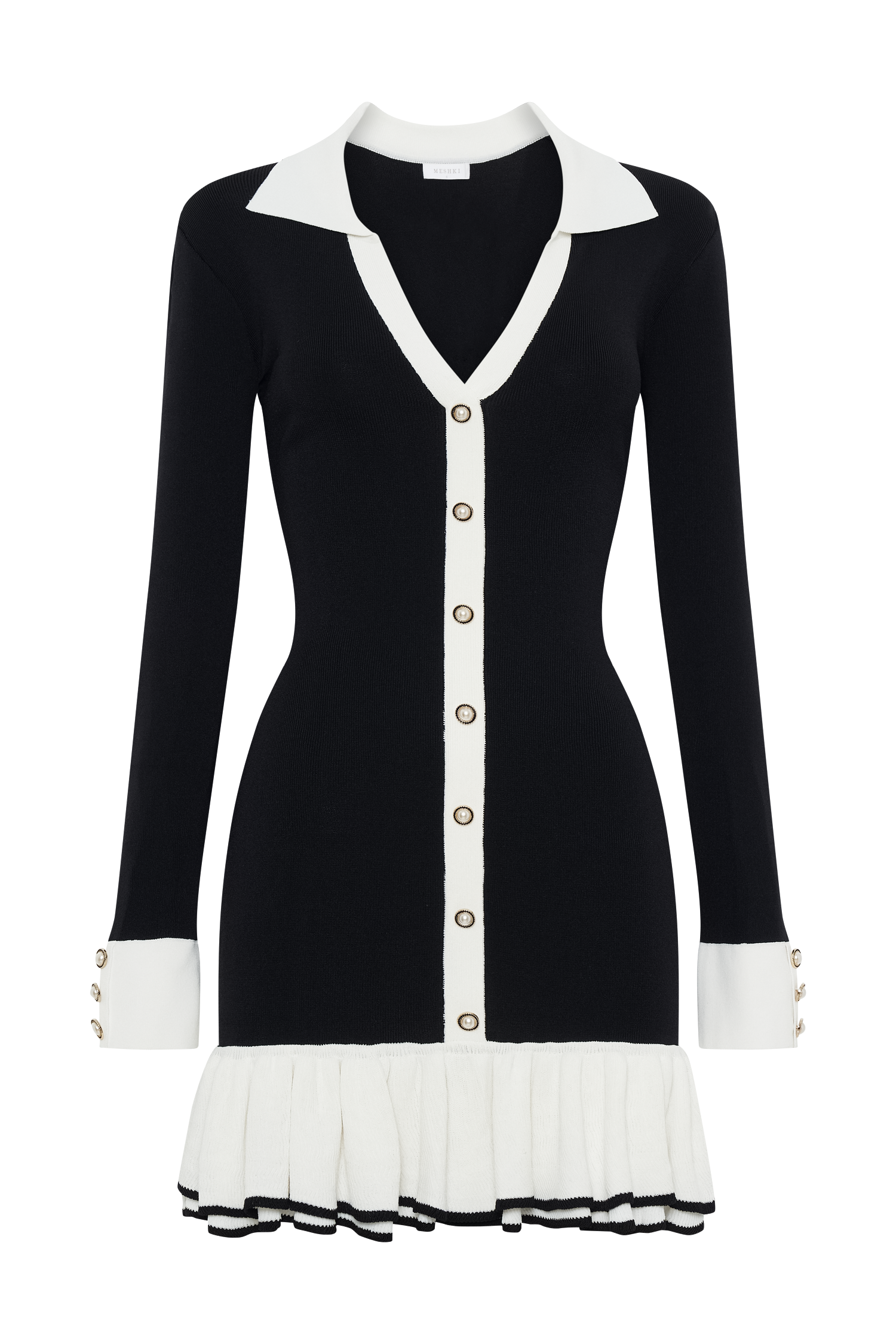Pareesa Contrast Frill Mini Dress - Black | Elegant Party & Cocktail Dress for Women | Perfect for Date Night, Club Outfits & Special Occasions