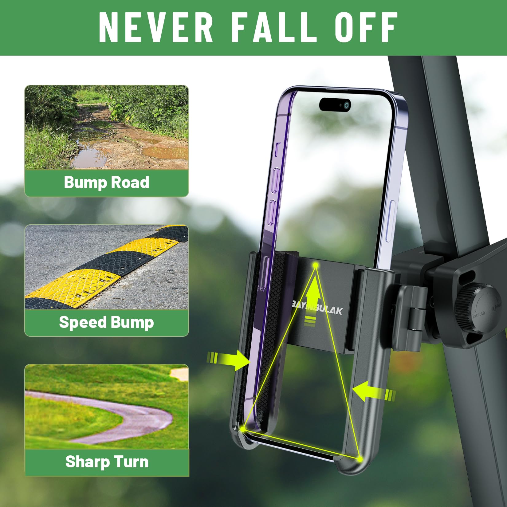 BAYINBULAK Golf Cart Phone Holder - Universal Smartphone Mount for Golf Carts - Secure & Adjustable Phone Accessory for Golfing, Driving & Outdoor Activities