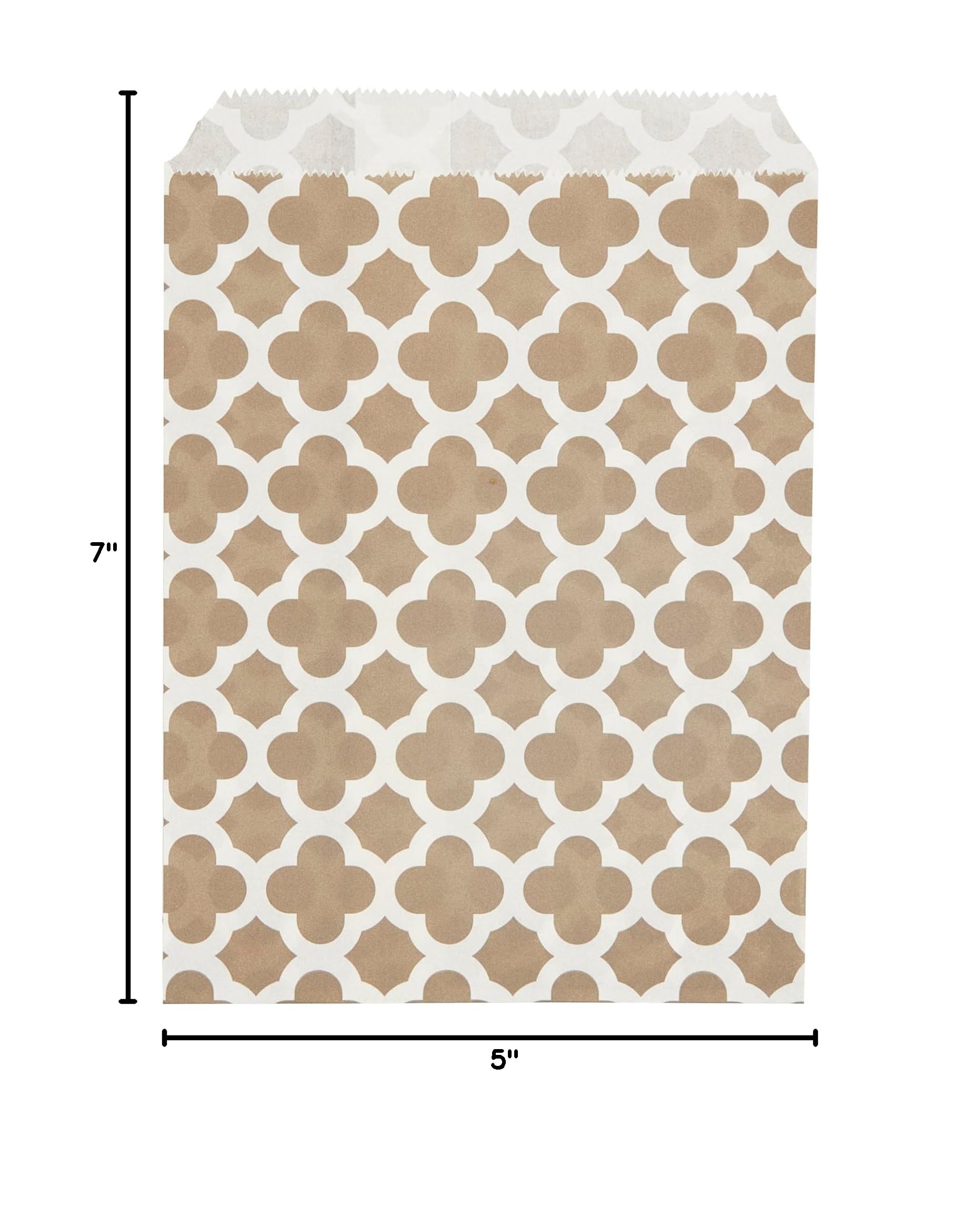 7 x 5 Inch Cookie Bags - 100 Pack Gray Asian Monogram Paper Treat Bags for Baked Goods, Candy & Party Favors | Perfect for Buffets, Weddings, Birthday Parties & Gift Packaging