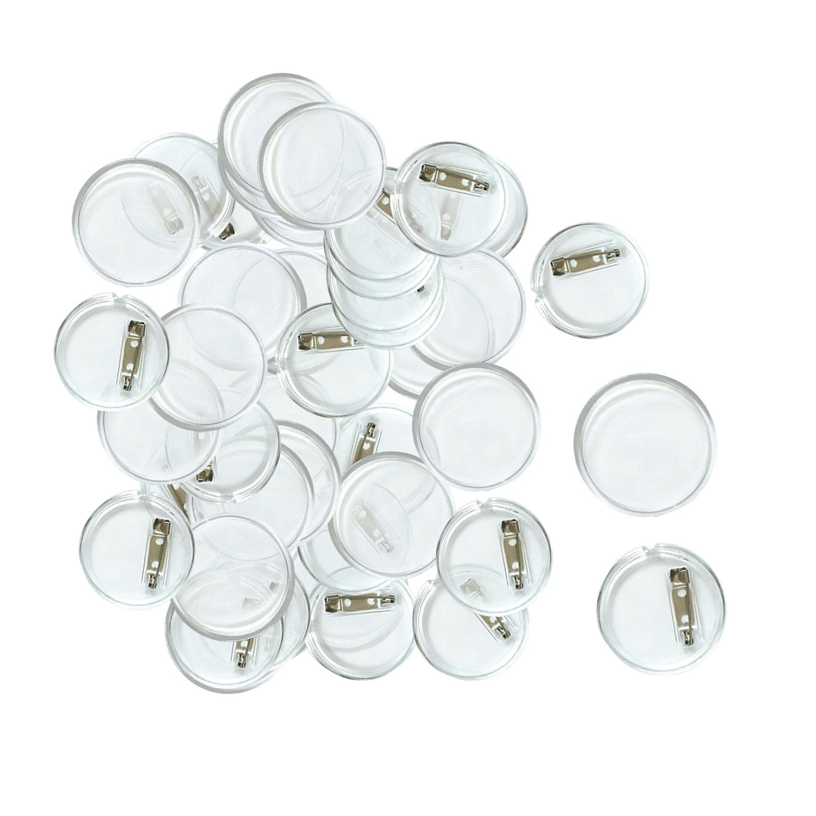 DYNWAVE 100 Pieces 25mm Acrylic Badge Pins - Durable Round Transparent Pin Buttons for Kids, DIY Craft, Photo Gifts & Birthday Party Supplies - Perfect for Clothes, Backpacks & Event Name Tags