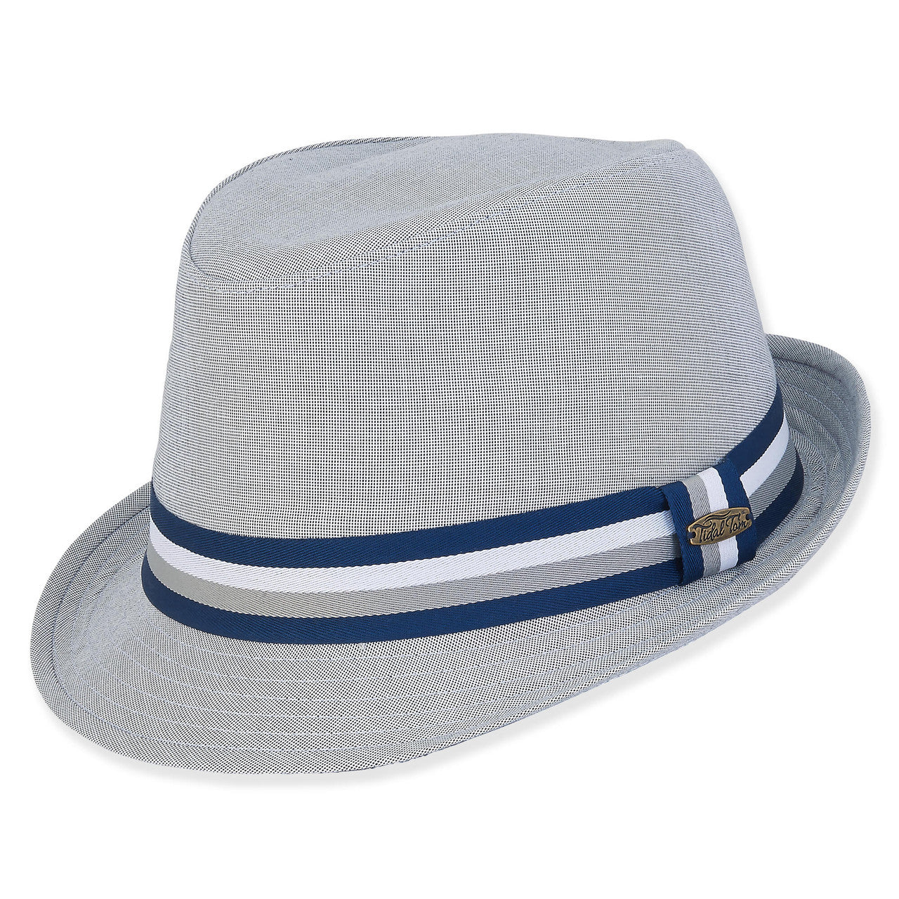 Men's Cotton Fedora Hat - Classic Blue Brimmed Hat for Casual Wear, Outdoor Events & Vintage Style Fashion