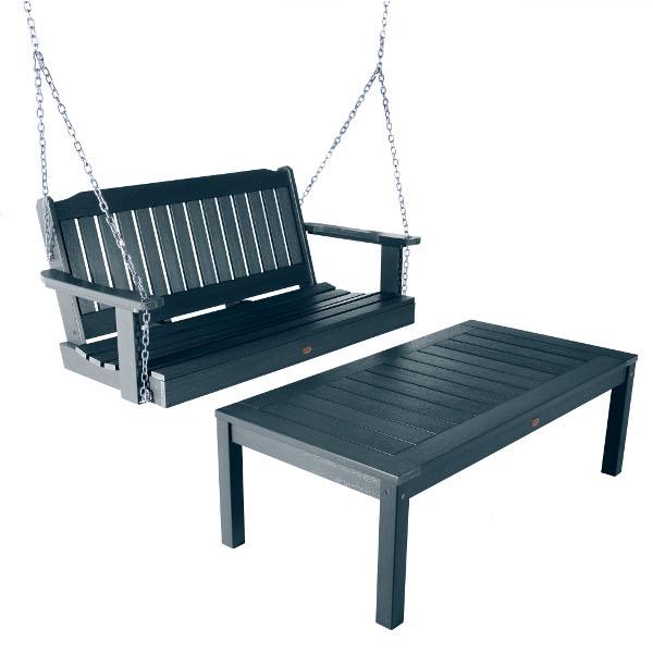Lehigh 4ft Swing and Coffee Table - Versatile Indoor/Outdoor Furniture for Patio, Living Room, or Office Use