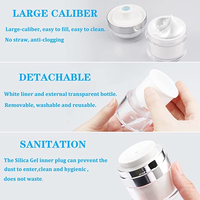 Kesig® Airless Pump Cream Bottle - 2oz Refillable Vacuum Cosmetic Container for Face Lotion, Lip Balm & Moisturizer | Acrylic & Silicone Travel Makeup Jar | Perfect for Skincare Routine, Travel Essentials & Daily Beauty Care