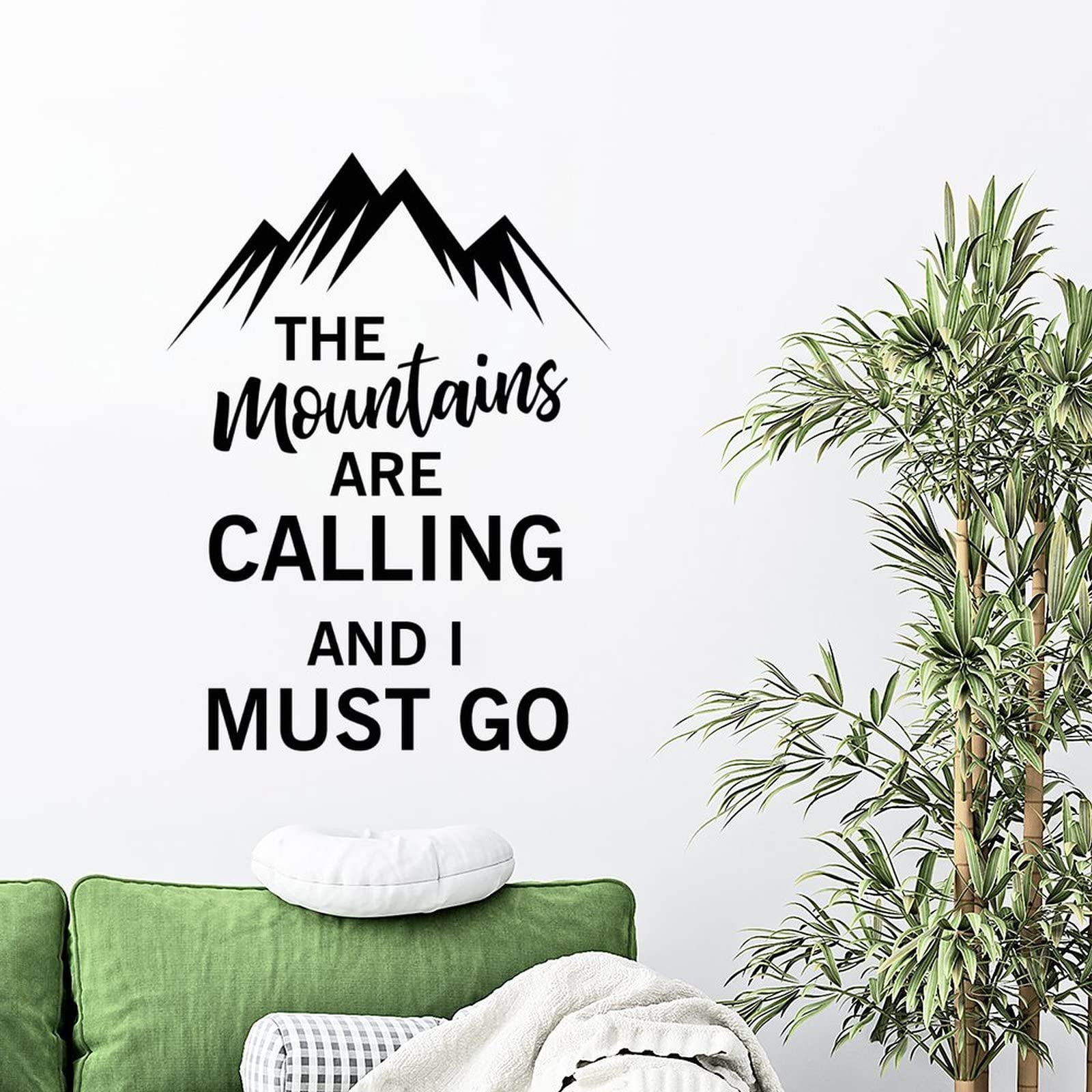 Inspirational Quote Wall Decal - The Mountains Are Calling - Perfect for Bedroom & Office Decor