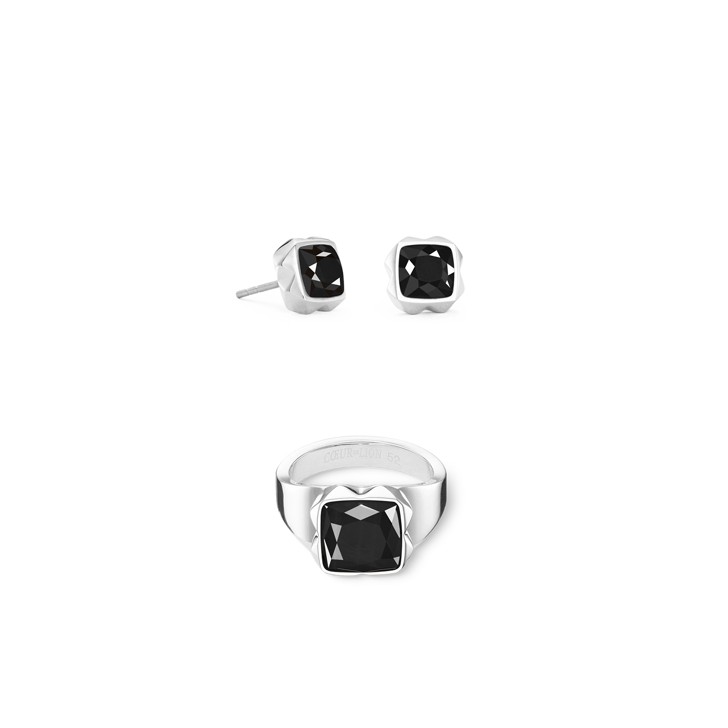 Square Onyx Silver Black Ring Spikes - Stylish Gothic Jewelry for Women & Men - Perfect for Parties, Concerts, and Alternative Fashion