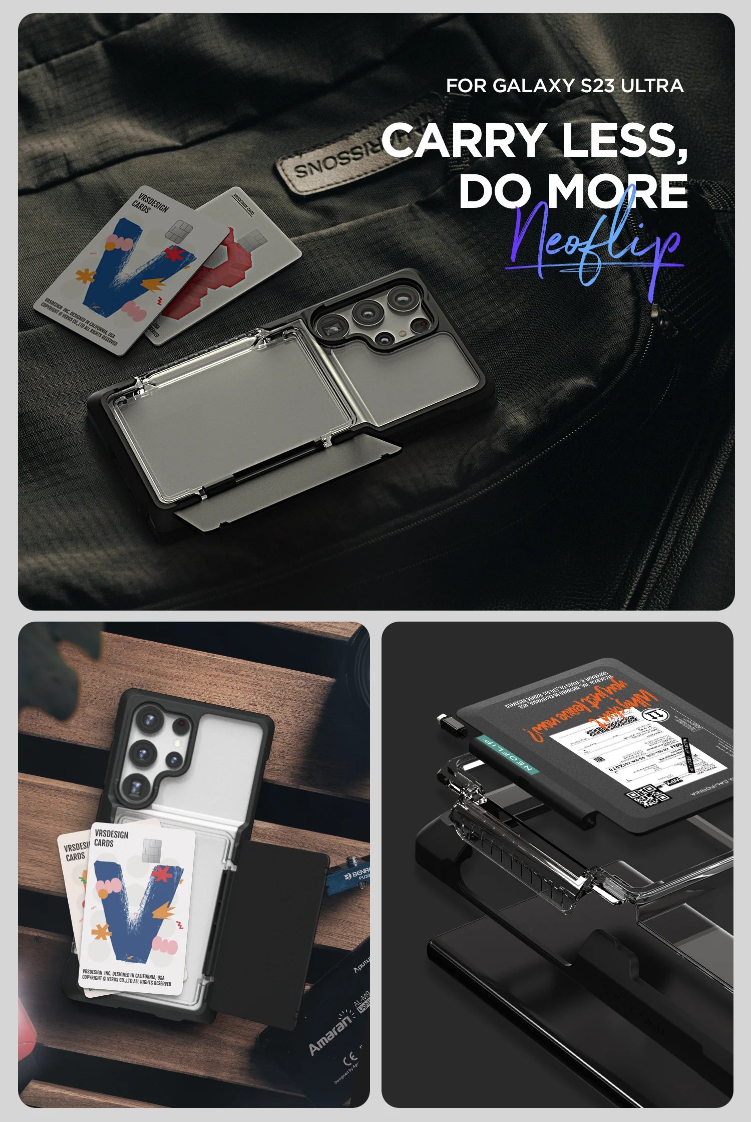 Samsung Galaxy S23 Ultra Case with Neo Flip Cover - Travel Passport Holder for Wallet & Card Storage - Perfect for Business Trips & Daily Commute
