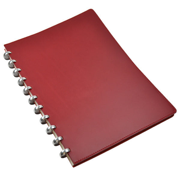 Atoma Pur Disc Bound Refillable Notebook - 210 x 295mm (8.3 x 11.7in) Red Leather Cover | Customizable Planner, Journal & Organizer for Office, School & Creative Projects