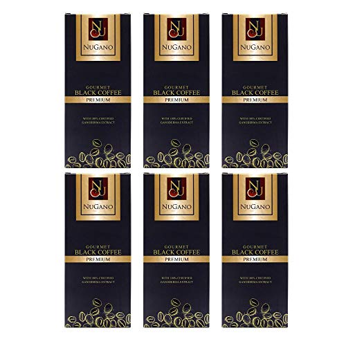 Nugano Black Coffee Instant with Ganoderma Reishi Mushroom - Organic, Dark Roast, Gluten Free, Sugar Free, Fat Free - Weight Loss Support - Perfect for Morning Energy & Healthy Lifestyle