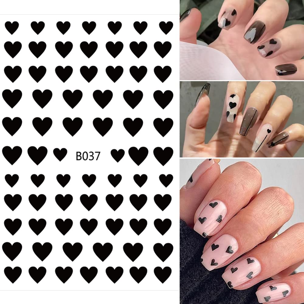 8 Sheets Heart Love Nail Art Stickers - 3D Self-Adhesive Nail Decals for Women, Girls & Kids | DIY Manicure Tips, Charms & Nail Art Decorations | Perfect for Valentine's Day, Parties & Special Occasions