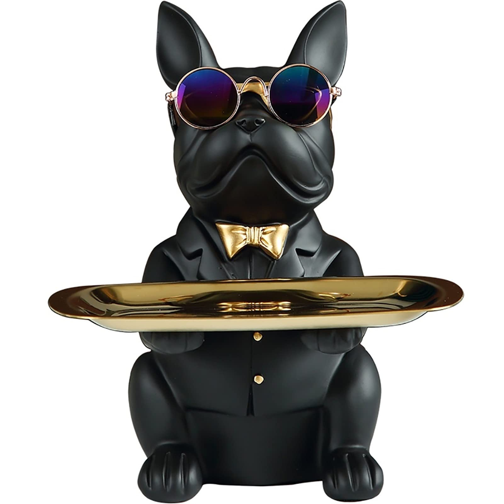Bulldog Key Storage Tray - Resin Dog Figurine & Multi-Purpose Organizer for Desk, Jewelry, Cosmetics | Creative Home Decor for Office, Living Room & Bedroom