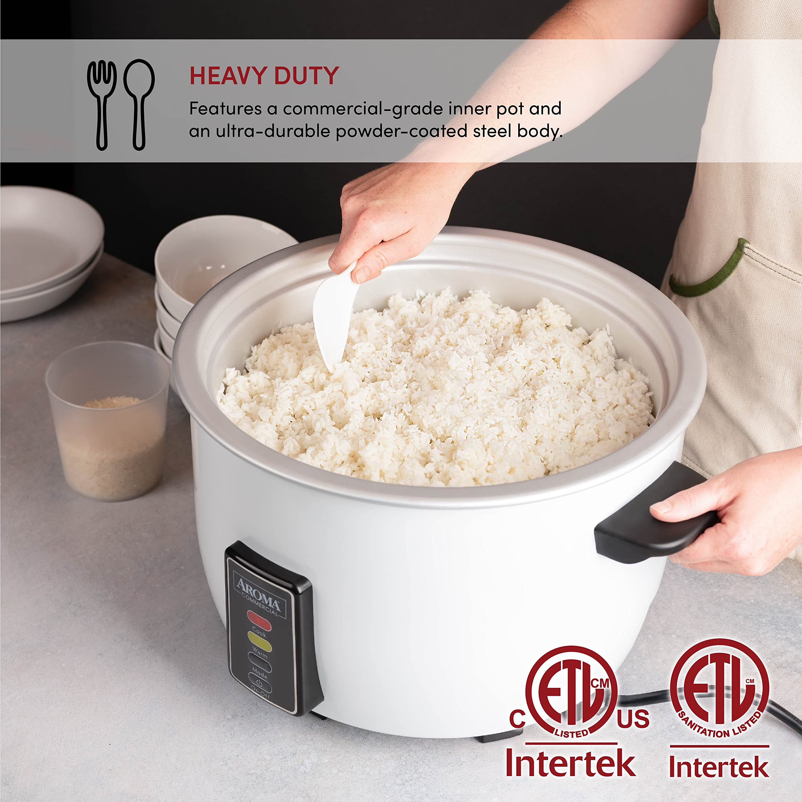 Aroma Housewares Commercial Rice Cooker and Food Steamer Bundle (ARC-1033E + ARC-360-NGP) - Perfect for Restaurants, Catering & Home Kitchens - Multi-Functional 20-Cup Rice Cooker with 2-Tier Steamer for Healthy Meals
