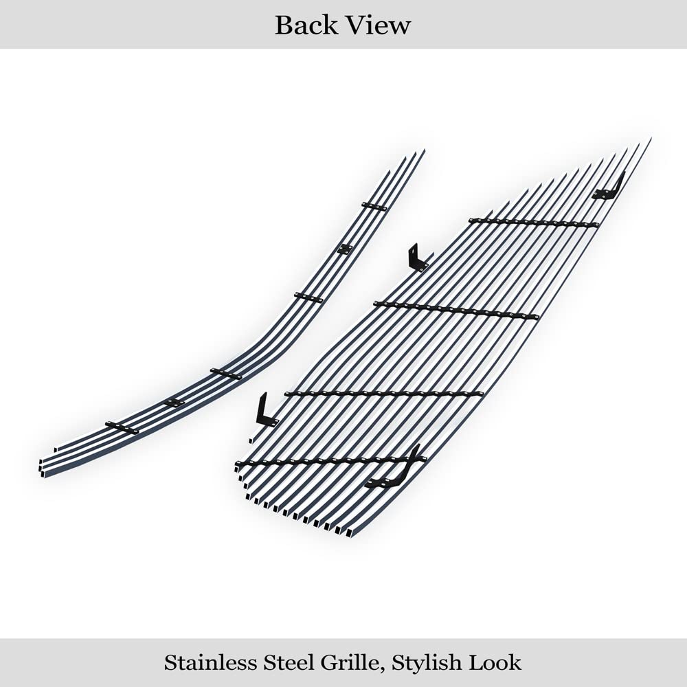 APS Compatible with Acura MDX 2007-2009 Stainless Steel Front Bumper Grille Insert Combo - Upper & Lower Billet Grille in SS Silver (H86616A) - Perfect for Car Customization & Off-Road Protection