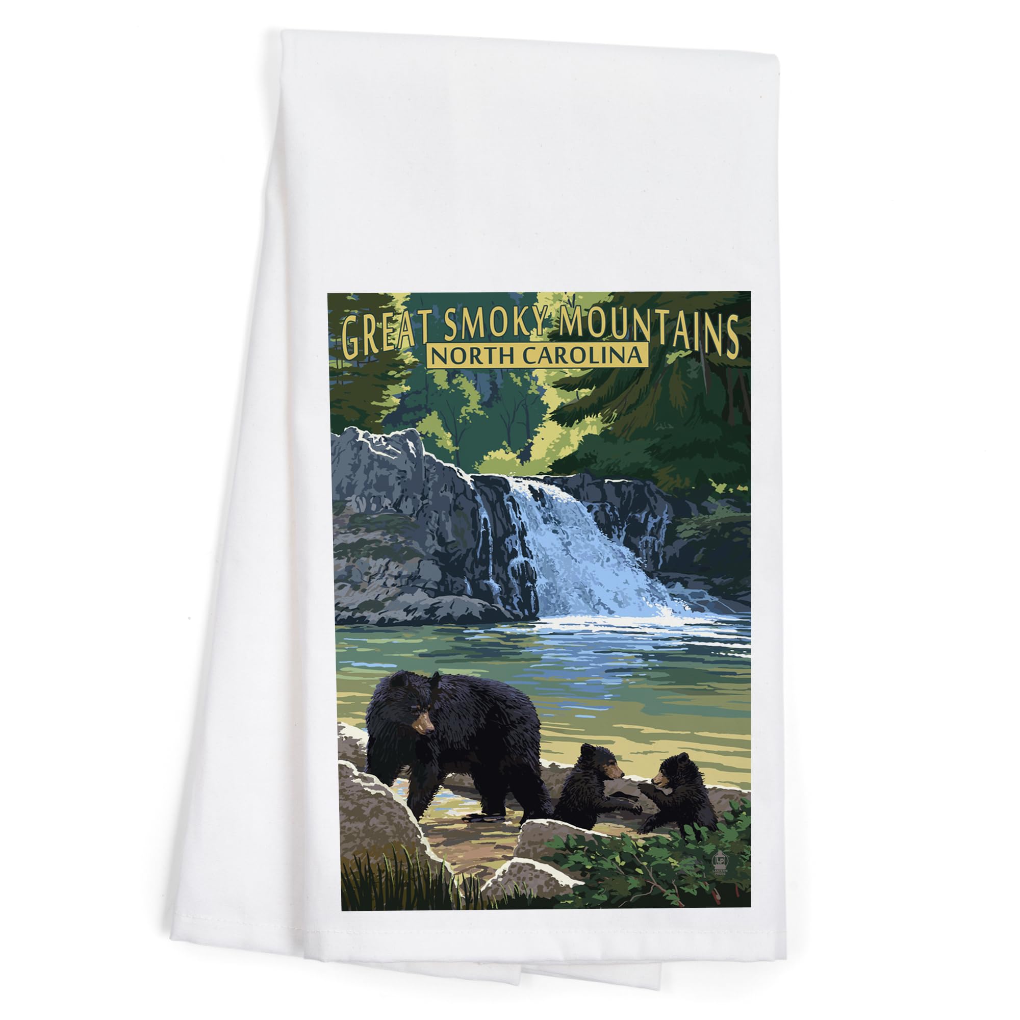 Great Smoky Mountains North Carolina Painterly Falls Tea Towel - 100% Cotton Decorative Hand Towel for Kitchen & Home Decor | Perfect for Dish Drying, Gift Giving & Farmhouse Style Decor