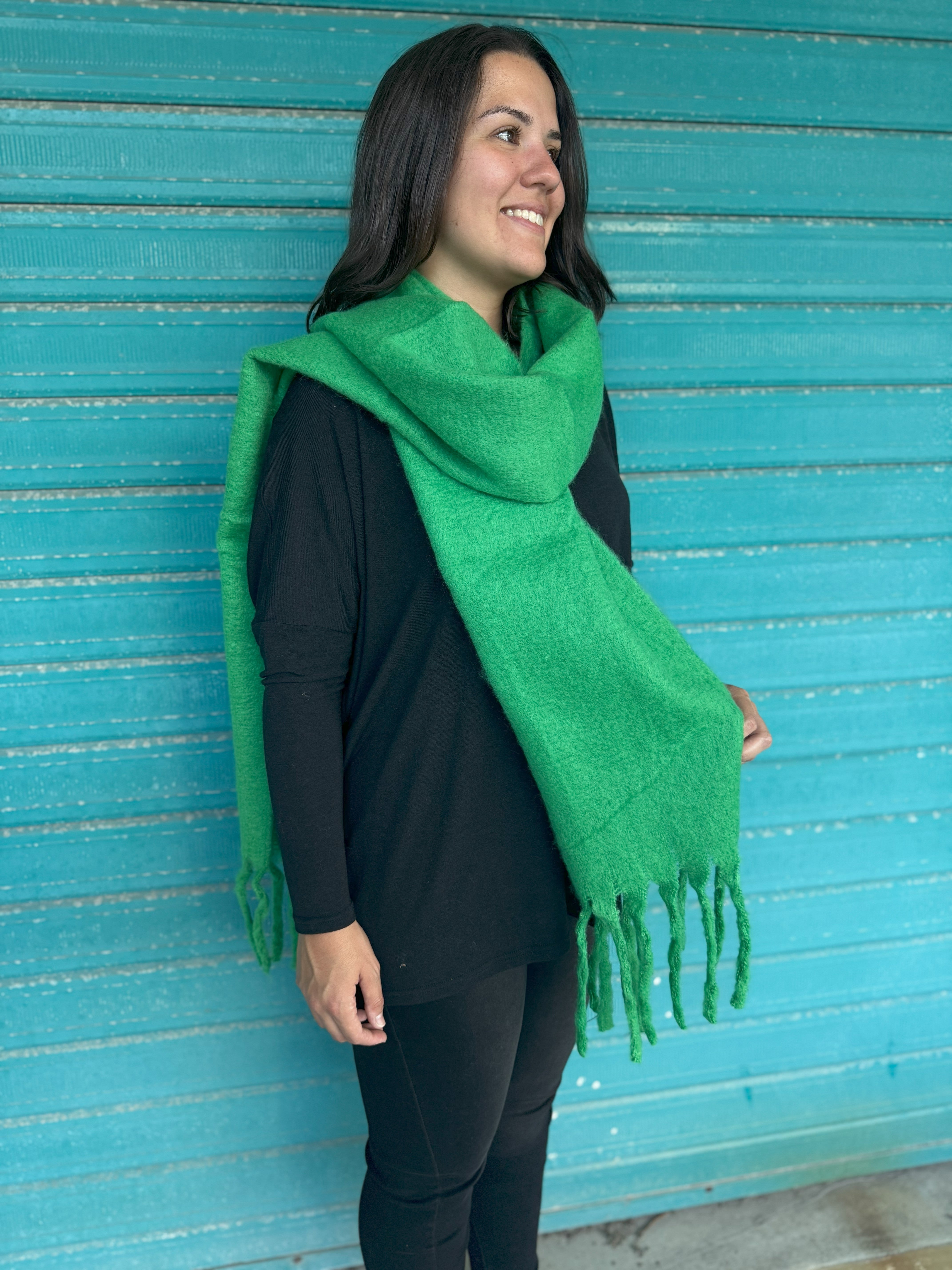 Louise Green Scarf - Soft & Stylish Women's Fashion Accessory for Winter, Fall & Everyday Outfits