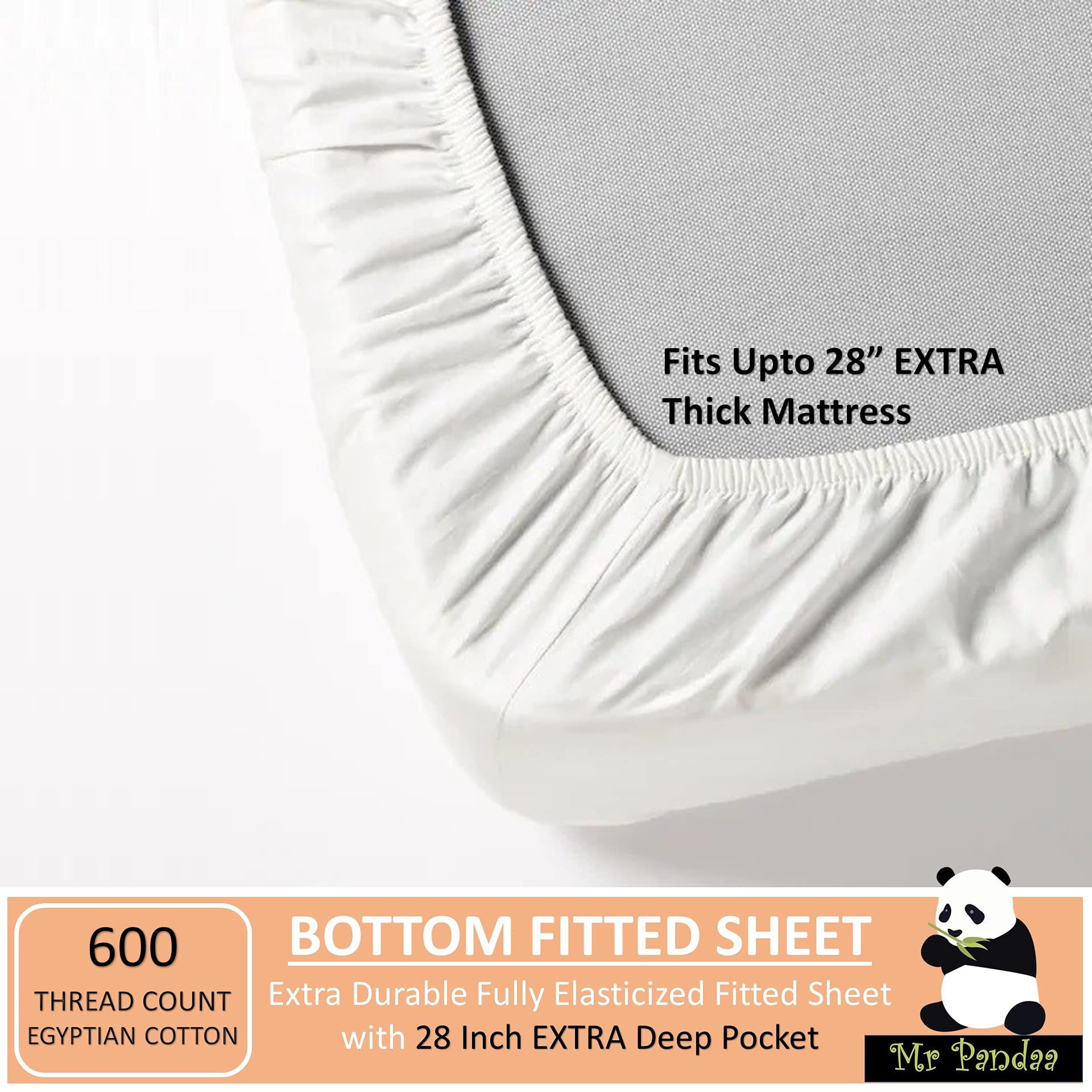 Luxury 600-Thread-Count 100% Egyptian Cotton Sheet Set - Super Soft, Cooling & Breathable - 4-Piece XL Deep Pocket Bedding for 28