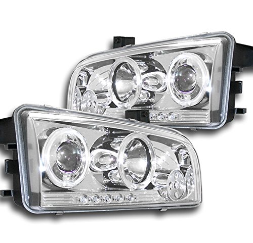 ZMAUTOPARTS Dodge Charger Halo LED Projector Headlights - Chrome Housing for 4-Door Sedan | High-Intensity Lighting for Night Driving & Enhanced Style
