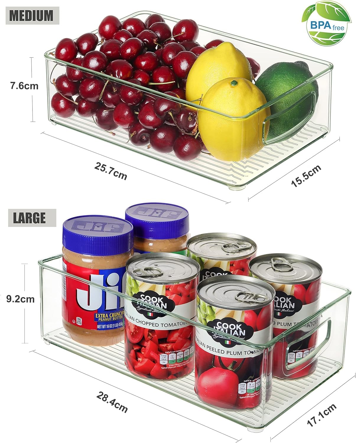 8-Pack Stackable Refrigerator Organizers - BPA-Free Fridge Storage Containers for Fruits, Vegetables & Snacks | Space-Saving Kitchen Organization for Fresh Food Storage