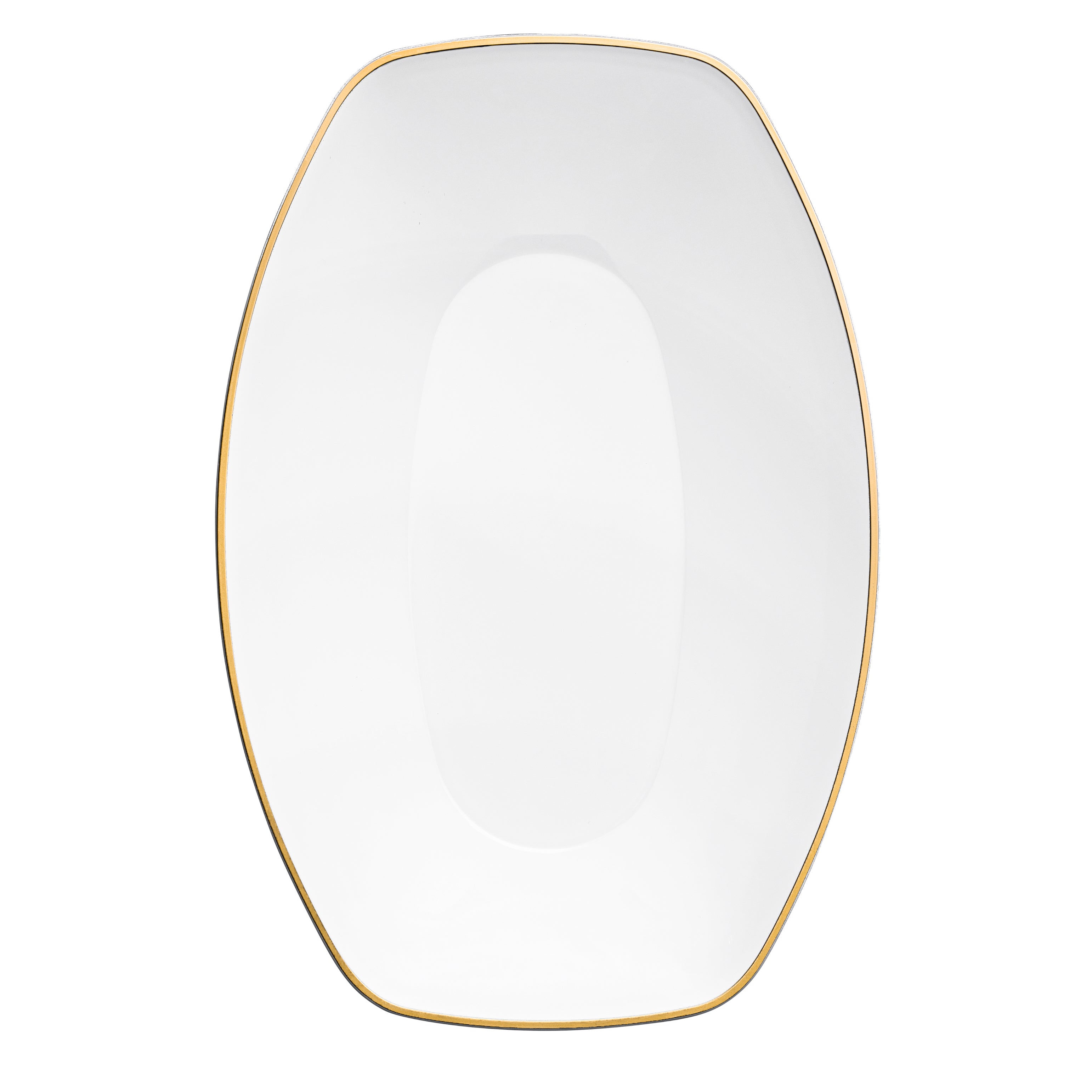 72 oz. White and Gold Rim Oval Salad Bowl Set of 4 - Perfect for Family Dinners, Parties, and Entertaining Guests