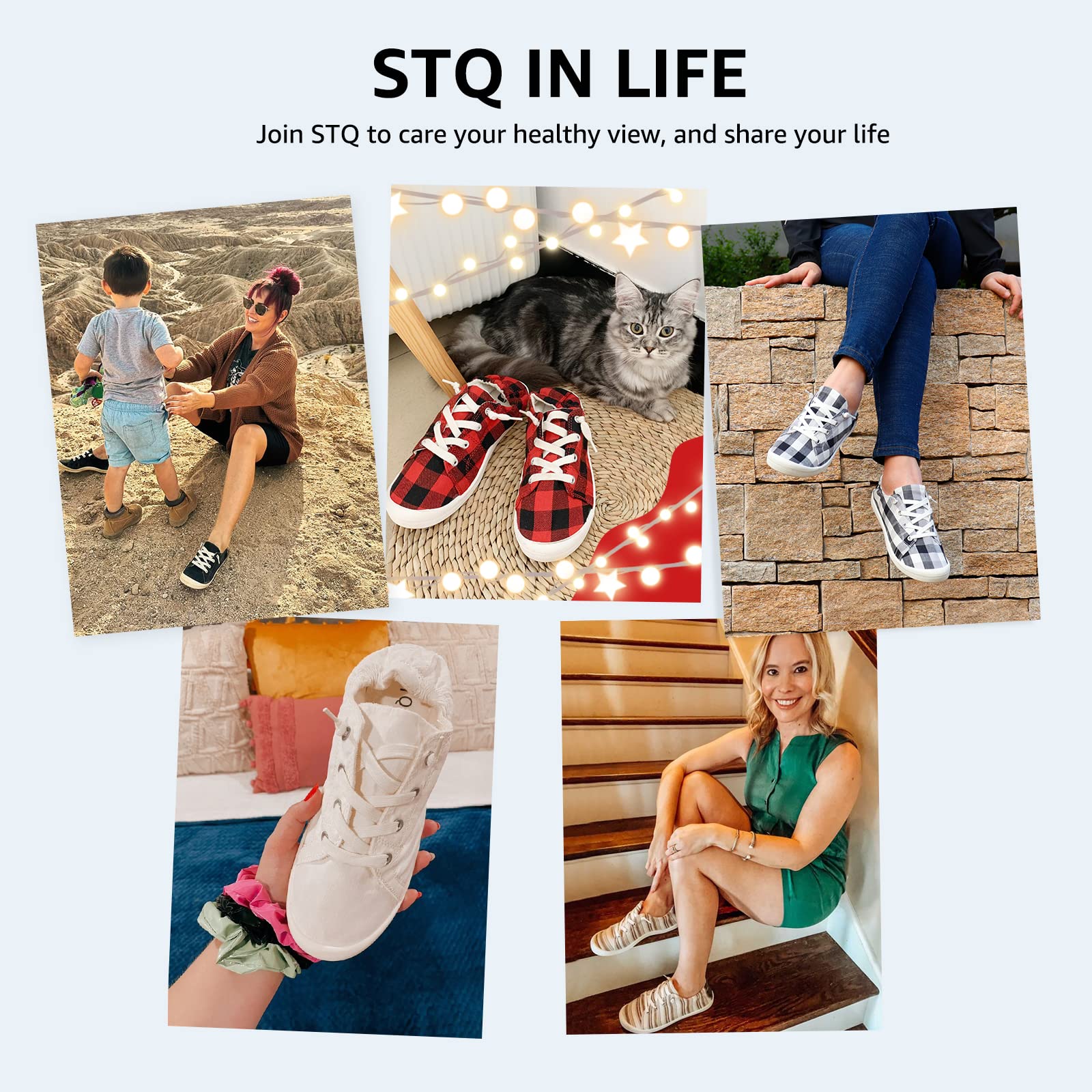 STQ Women's Slip-On Canvas Sneakers - Comfortable Casual Shoes with Arch Support for Walking, Travel & Everyday Wear