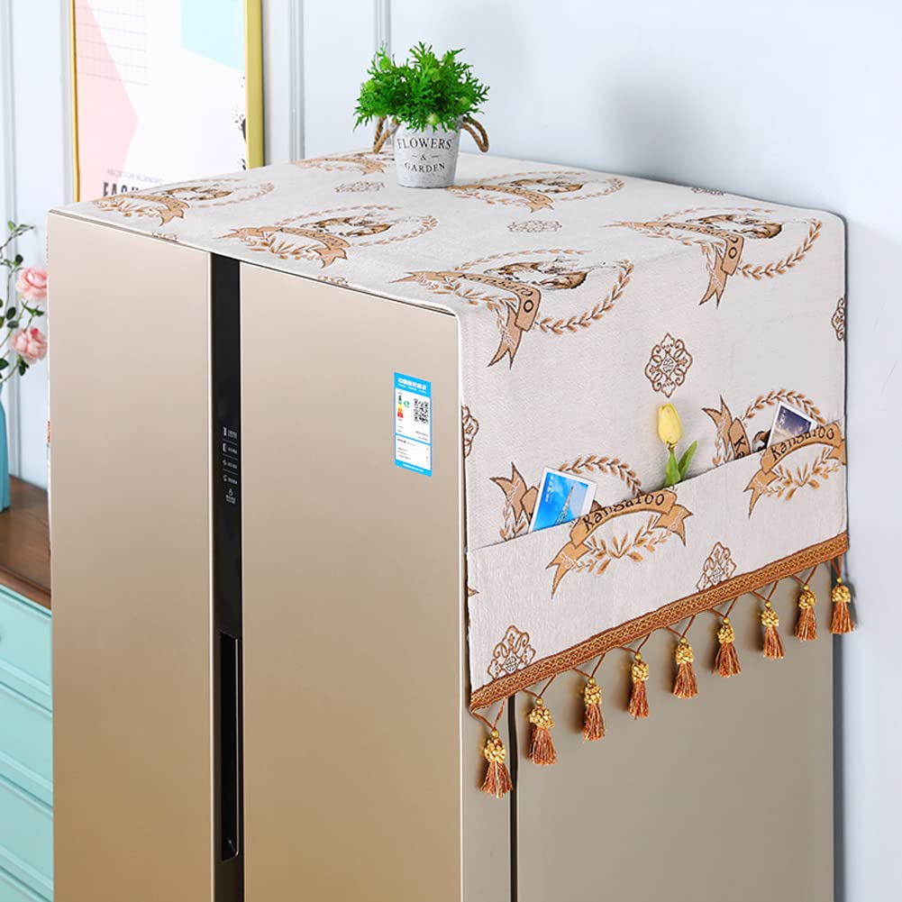 H·Aimee Refrigerator Dust Proof Cover - Microwave Oven Accessory Protective Cover with Side Pockets Storage, Dust-Proof Hood for Kitchen Appliances, Home Decor (9 Colors) - Perfect for Kitchen Organization & Appliance Protection