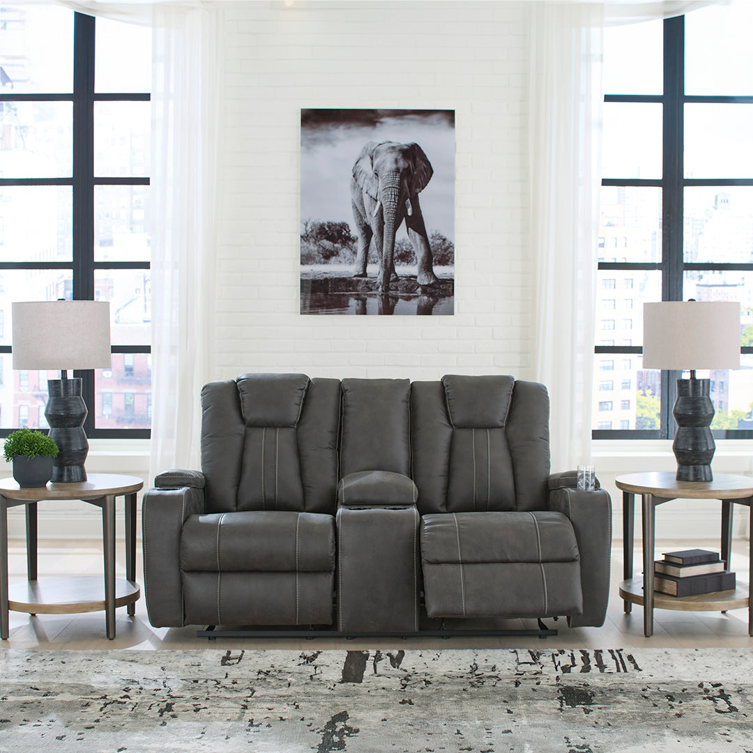 Batavia Reclining Loveseat with Console - Modern Comfortable 2-Seater Sofa with Cup Holders for Living Room, Home Theater & Relaxation