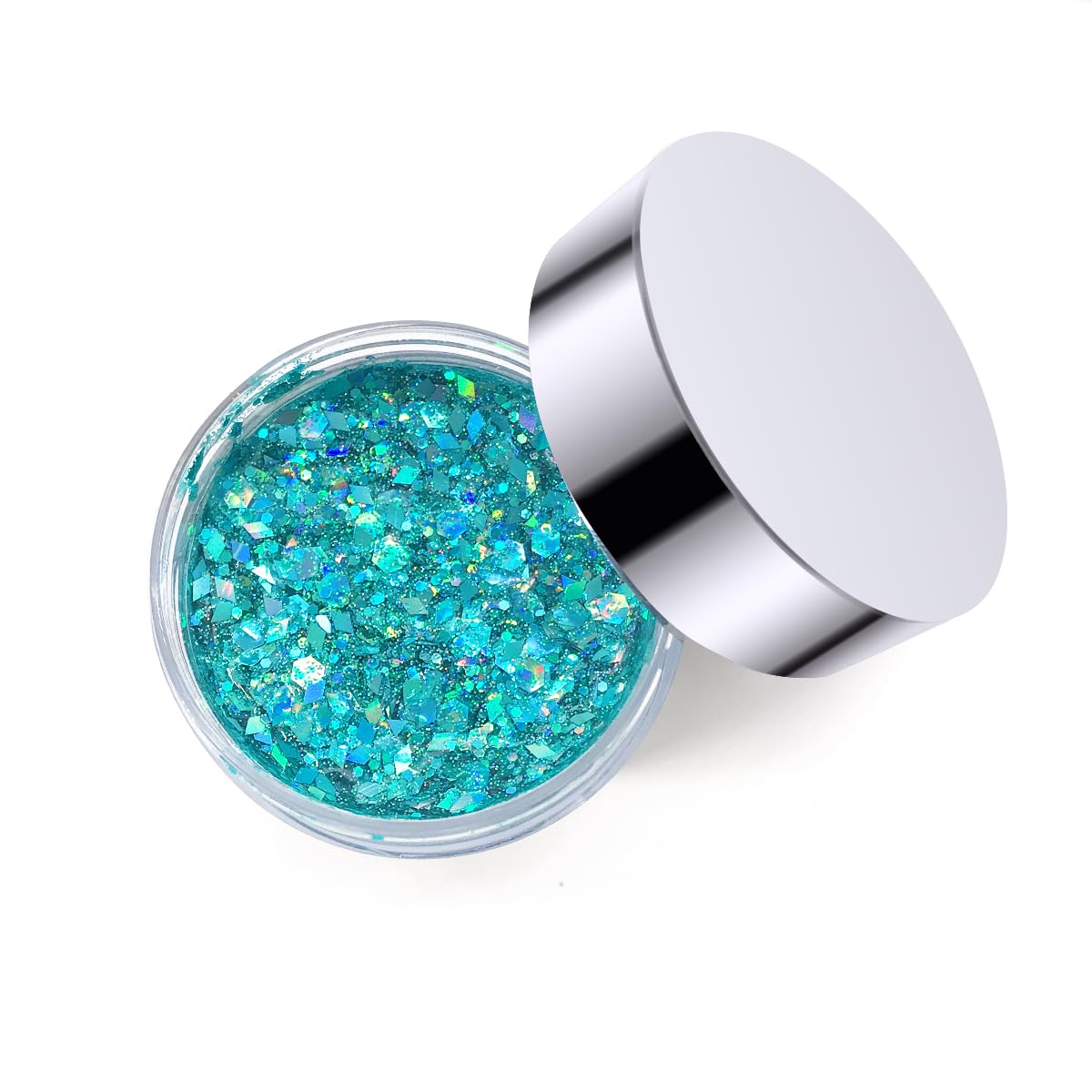 Electric Bliss Beauty Holographic Body Glitter Gel - Mermaid Blue Shimmer for Face, Body & Hair - Vegan, Cruelty-Free Makeup - Perfect for Festivals, Raves & Cosplay