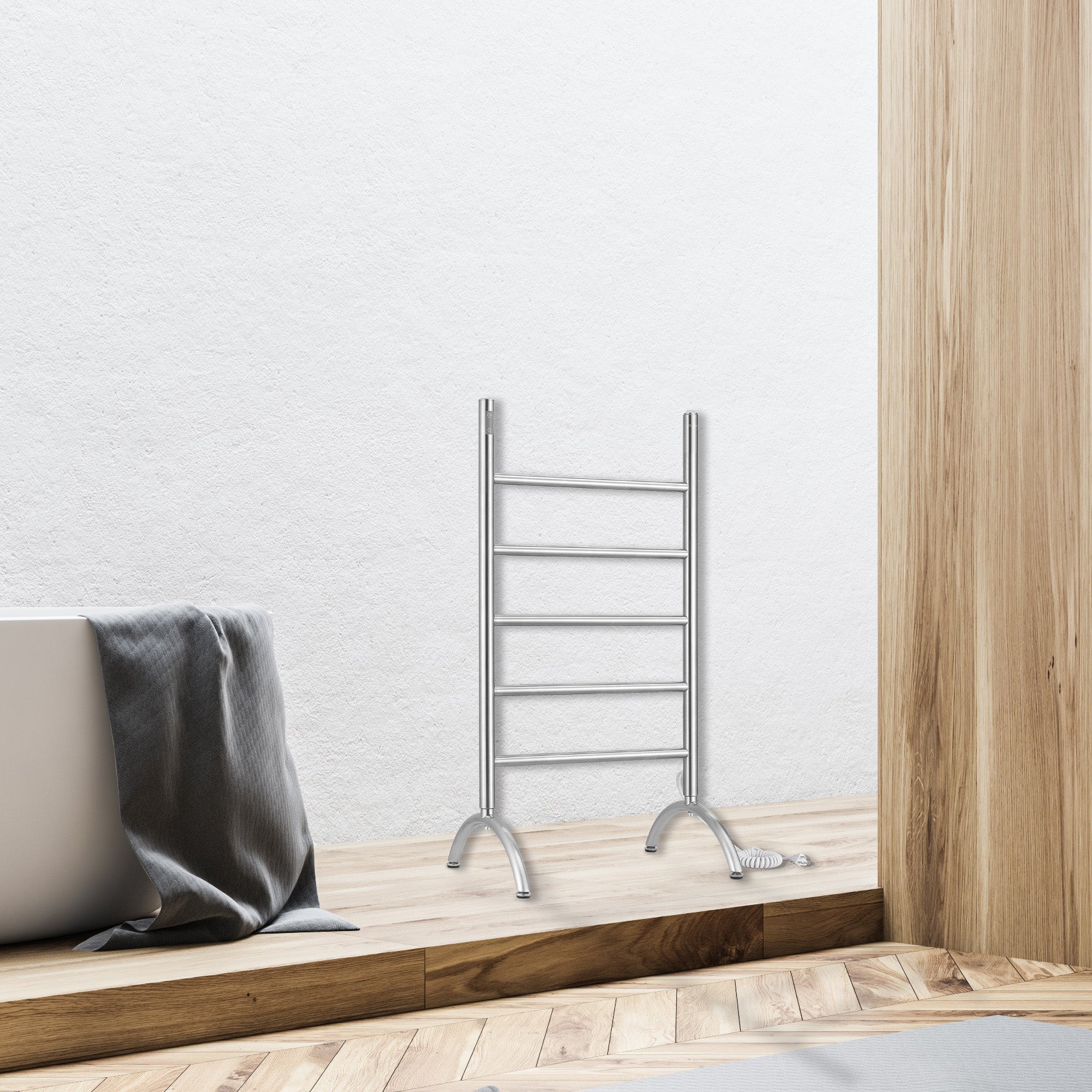 Nova OBT 3-in-1 5-Bar Towel Warmer with Built-in Timer | Brushed Stainless Steel | Bathroom Spa & Luxury Home Warming Solution