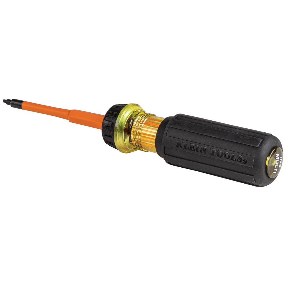Klein Tools 32287 Insulated Screwdriver Set - 2-in-1 Flip Blade with #1 & #2 Square Tips - Double-Ended Electrician Screwdriver for Safe Electrical Work - Perfect for DIY, Home Repairs, and Professional Electricians